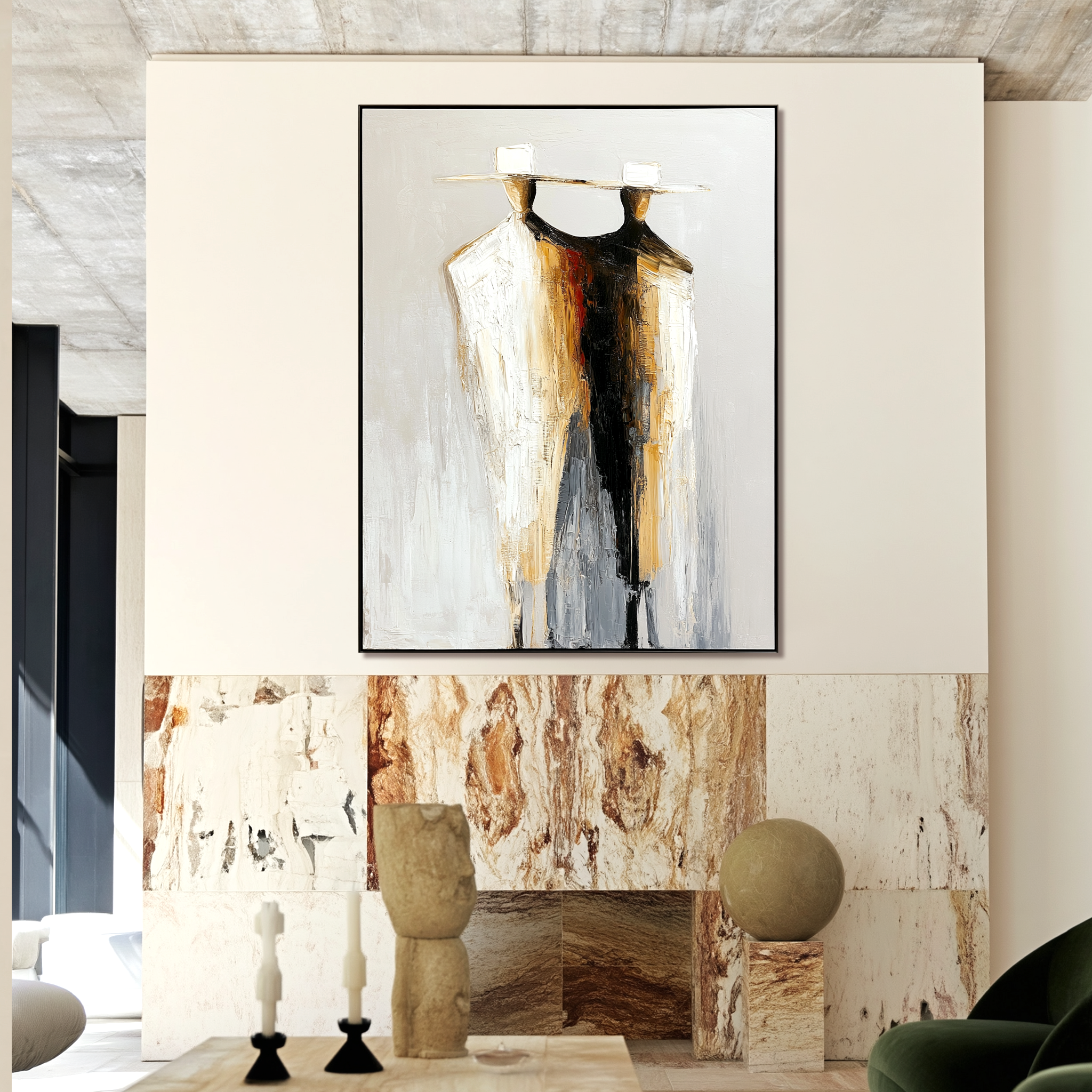 Twin Horizon-Minimalist Western Figure Oil Painting