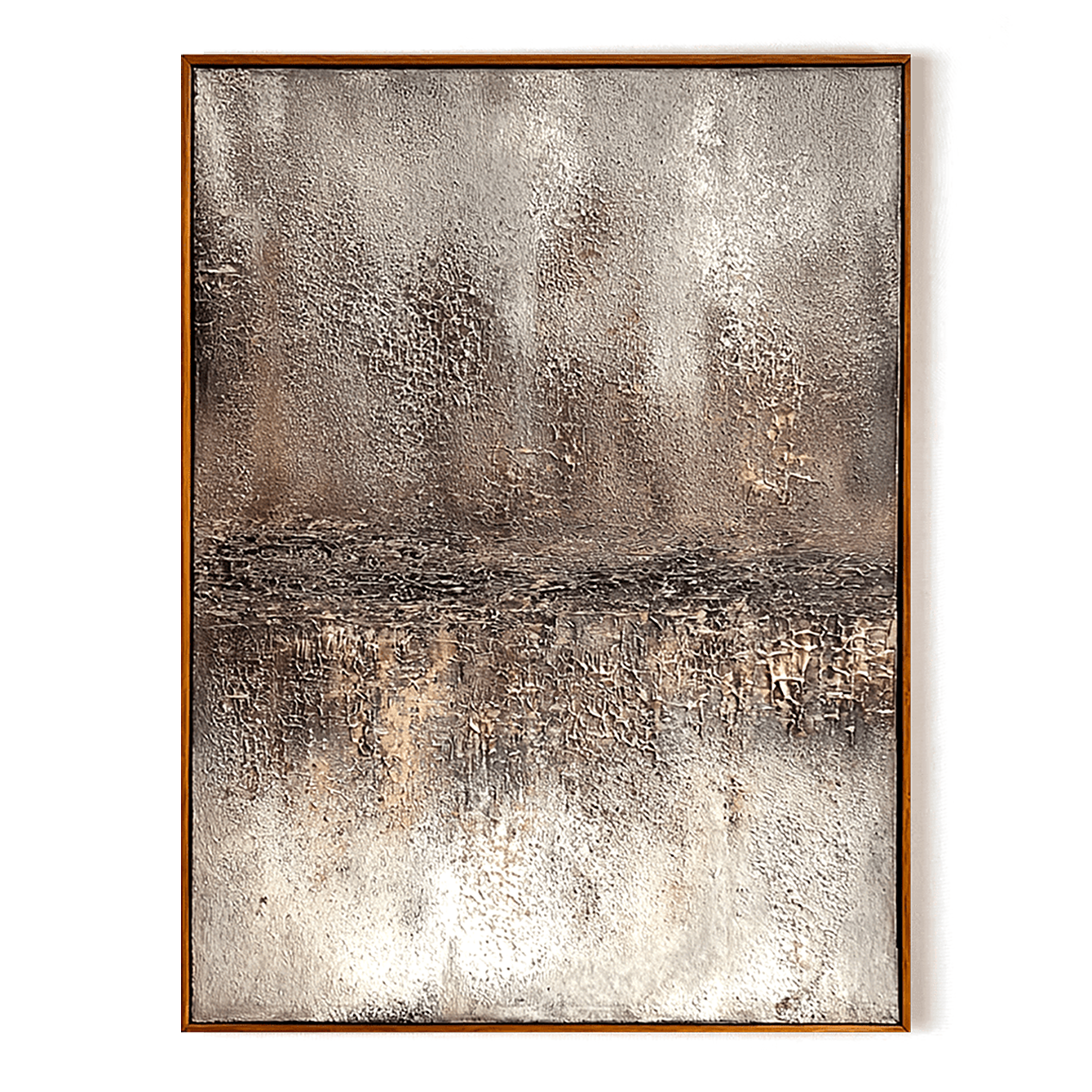 Silver Horizon-Metallic Neutral Abstract Painting