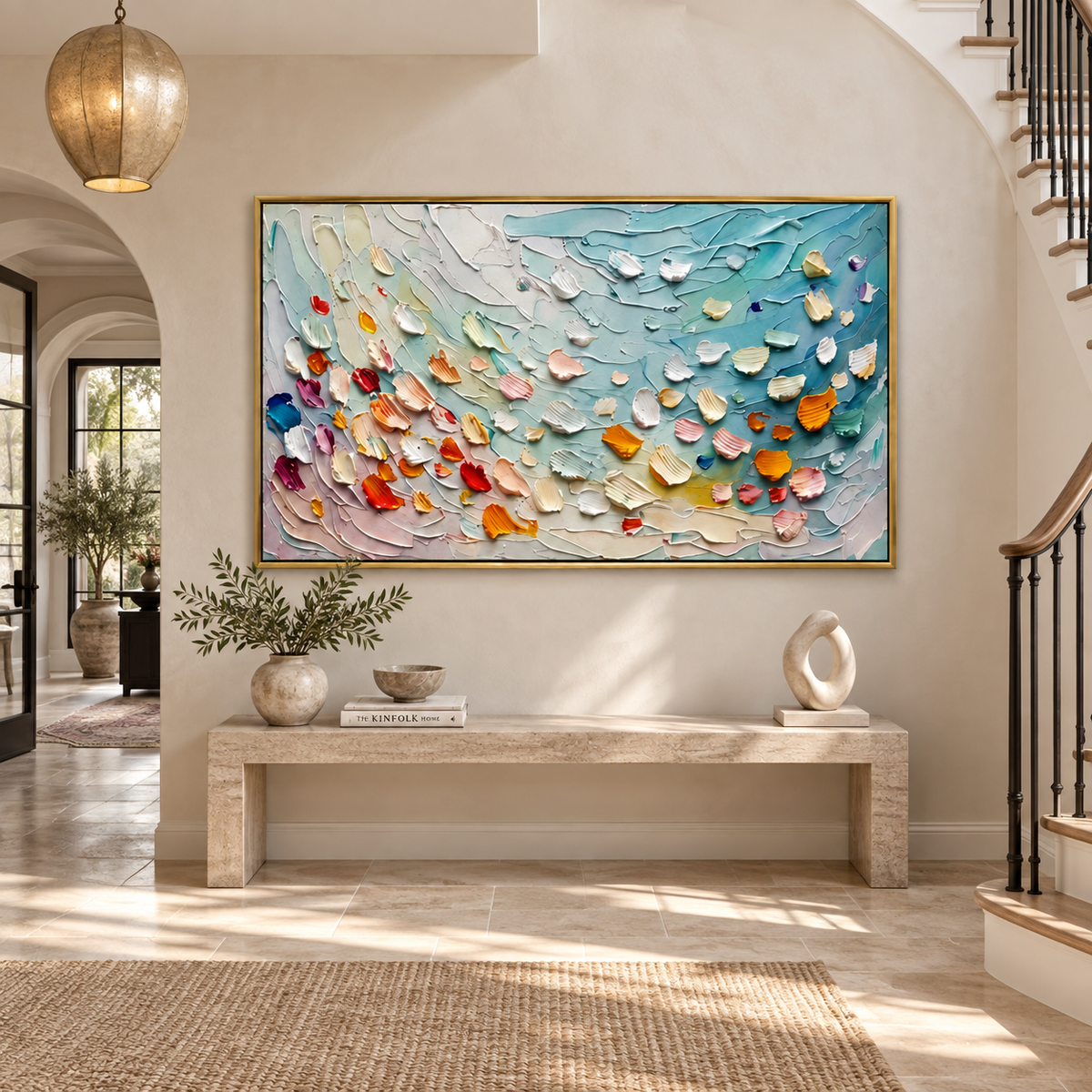 Petal Drift-Textured Abstract Painting