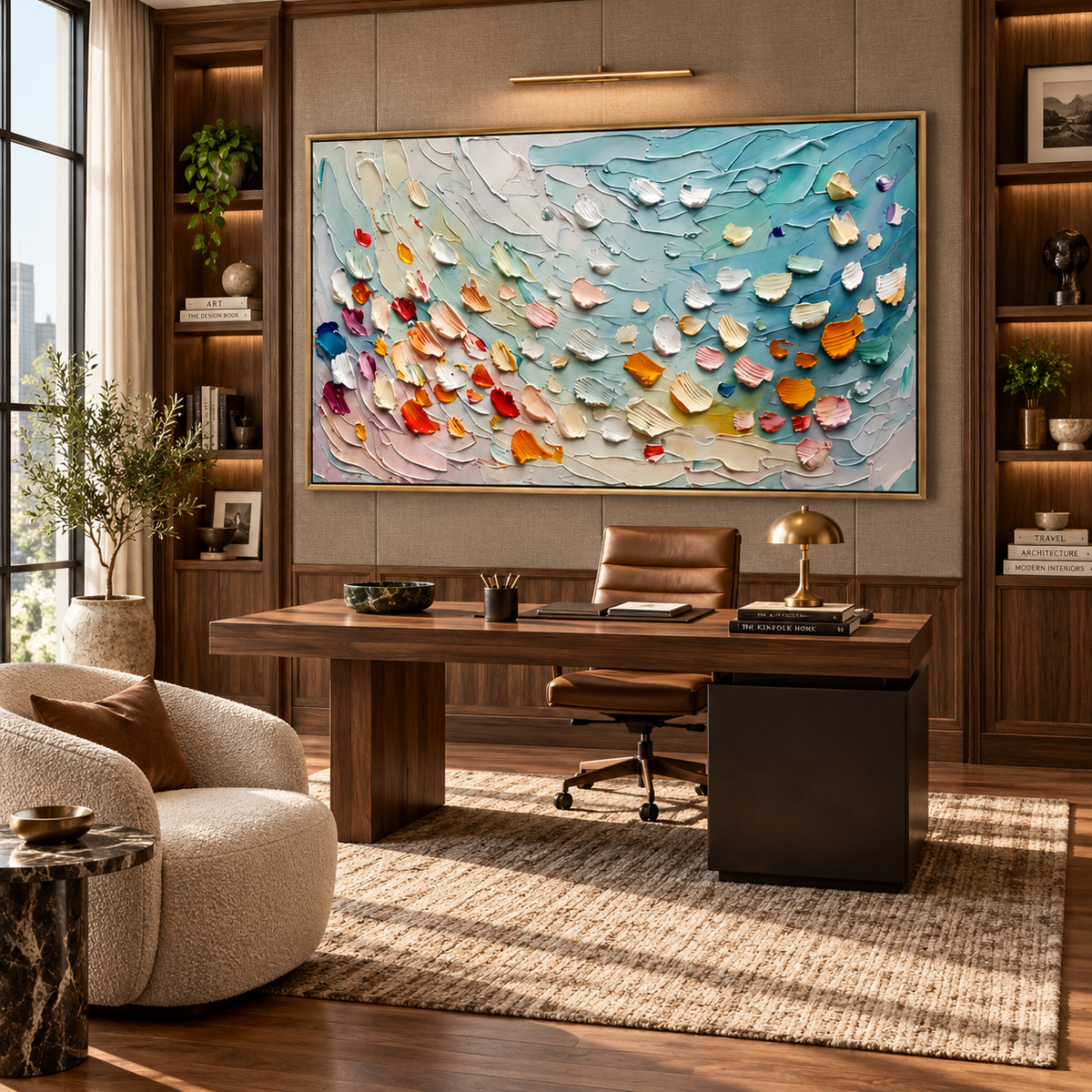 Petal Drift-Textured Abstract Painting