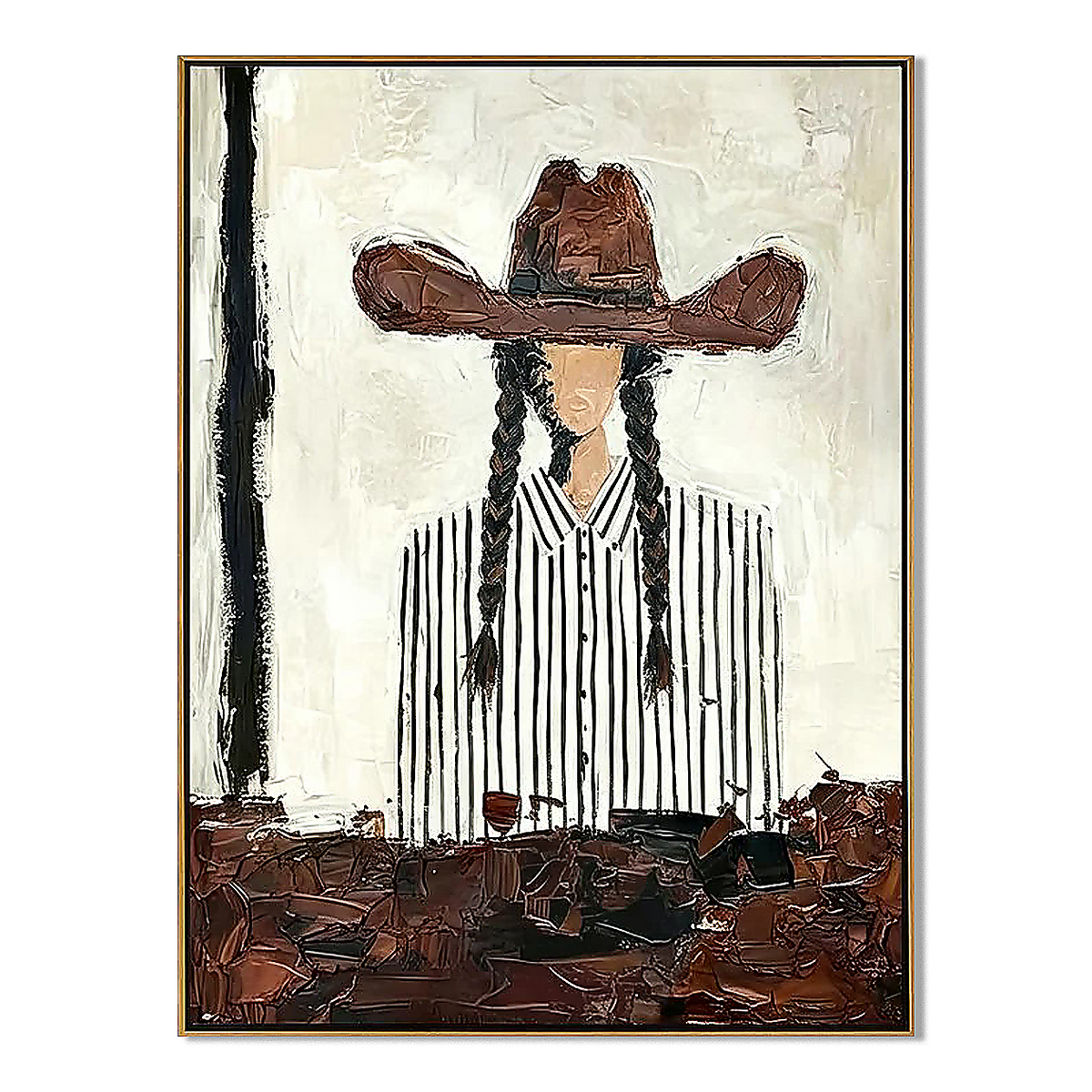 Braided Western-Cowgirl Portrait Painting