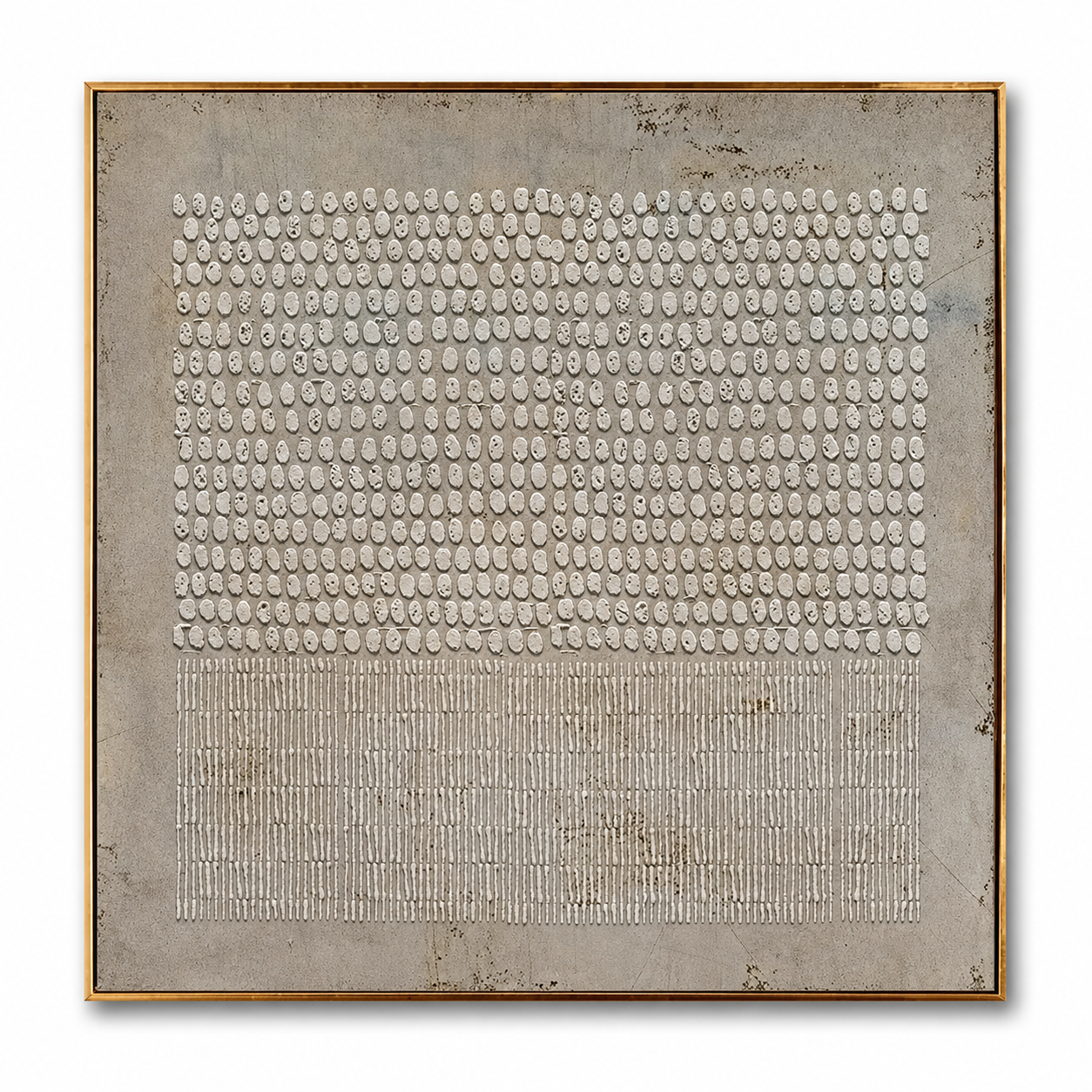 Stone Code-Gray Textured Geometric Abstract Painting