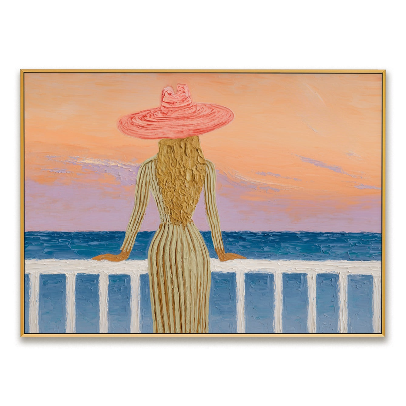 Coral Horizon-Coastal Cowgirl Oil Painting