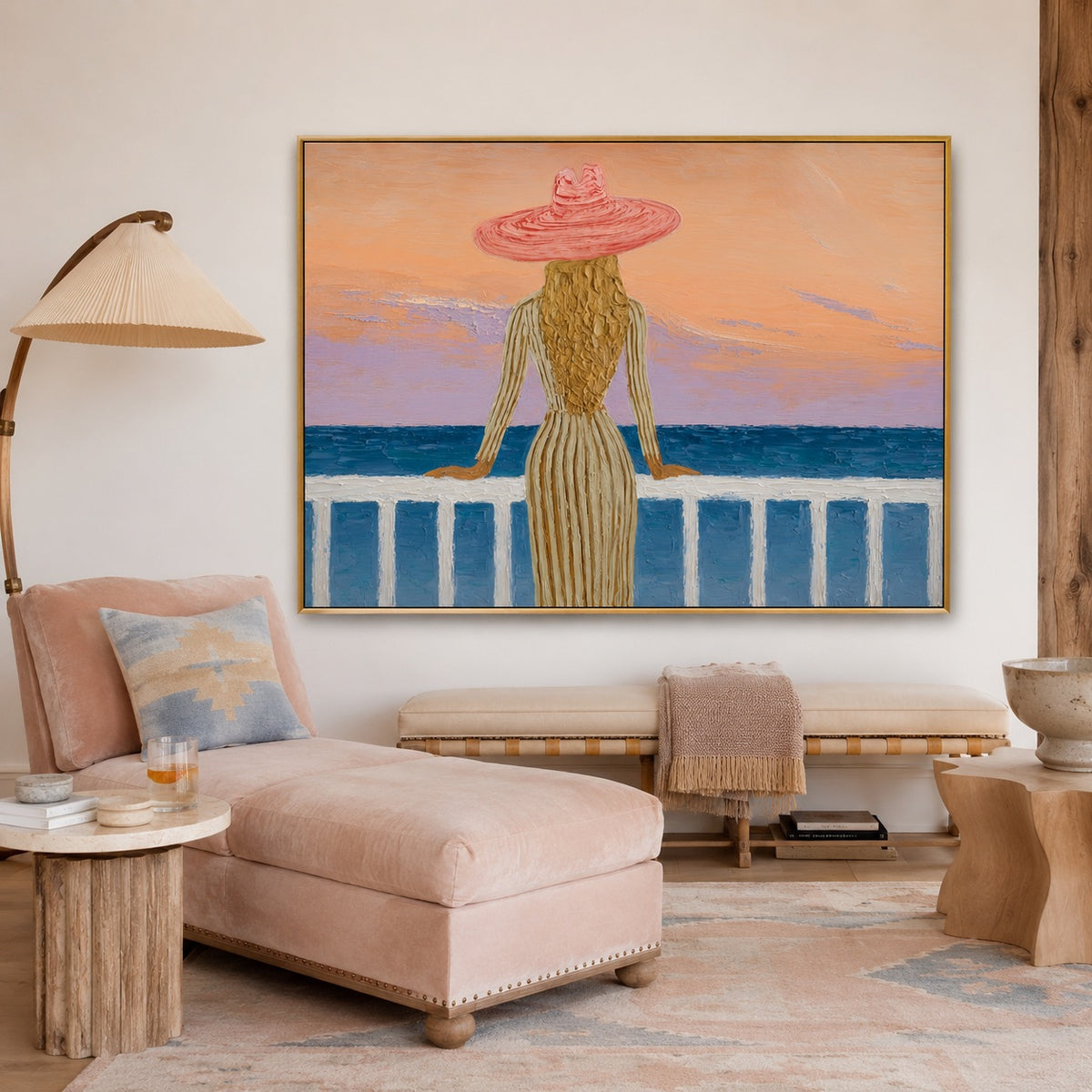 Coral Horizon-Coastal Cowgirl Oil Painting