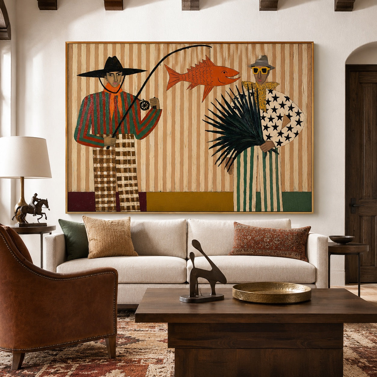 Desert Catch-Western Fishing Oil Painting