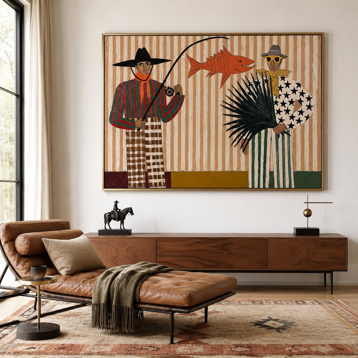 Desert Catch-Western Fishing Oil Painting