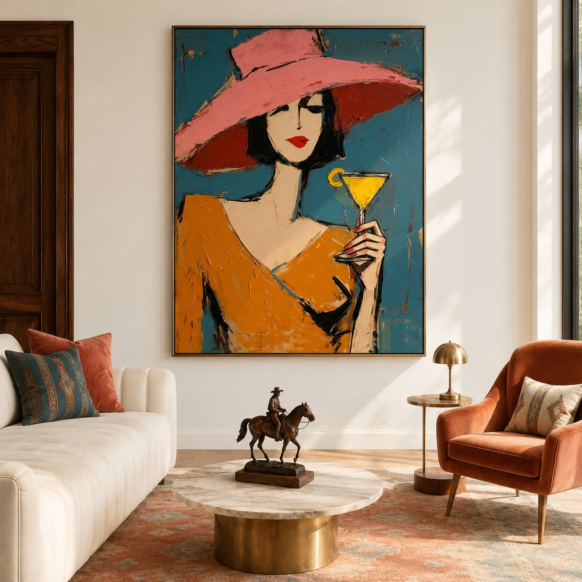 Rose Martini-Chic Woman Oil Painting