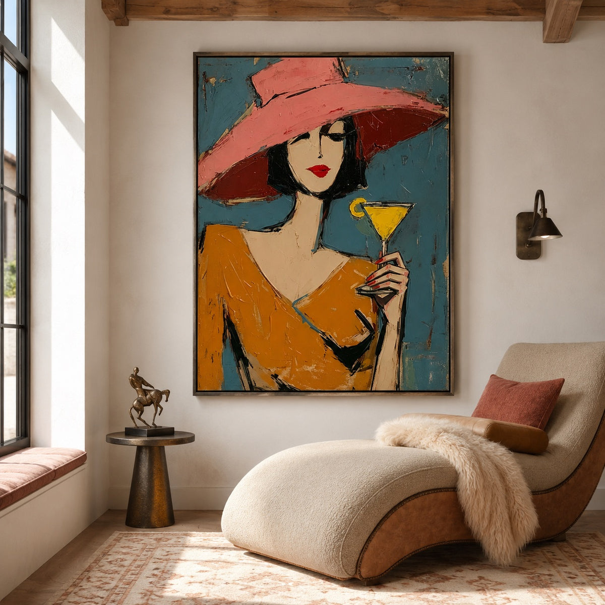Rose Martini-Chic Woman Oil Painting