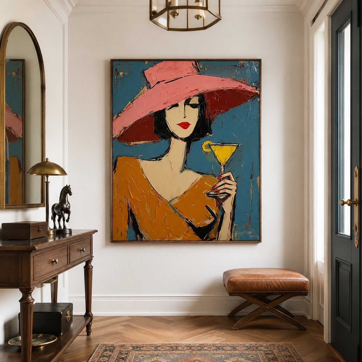 Rose Martini-Chic Woman Oil Painting