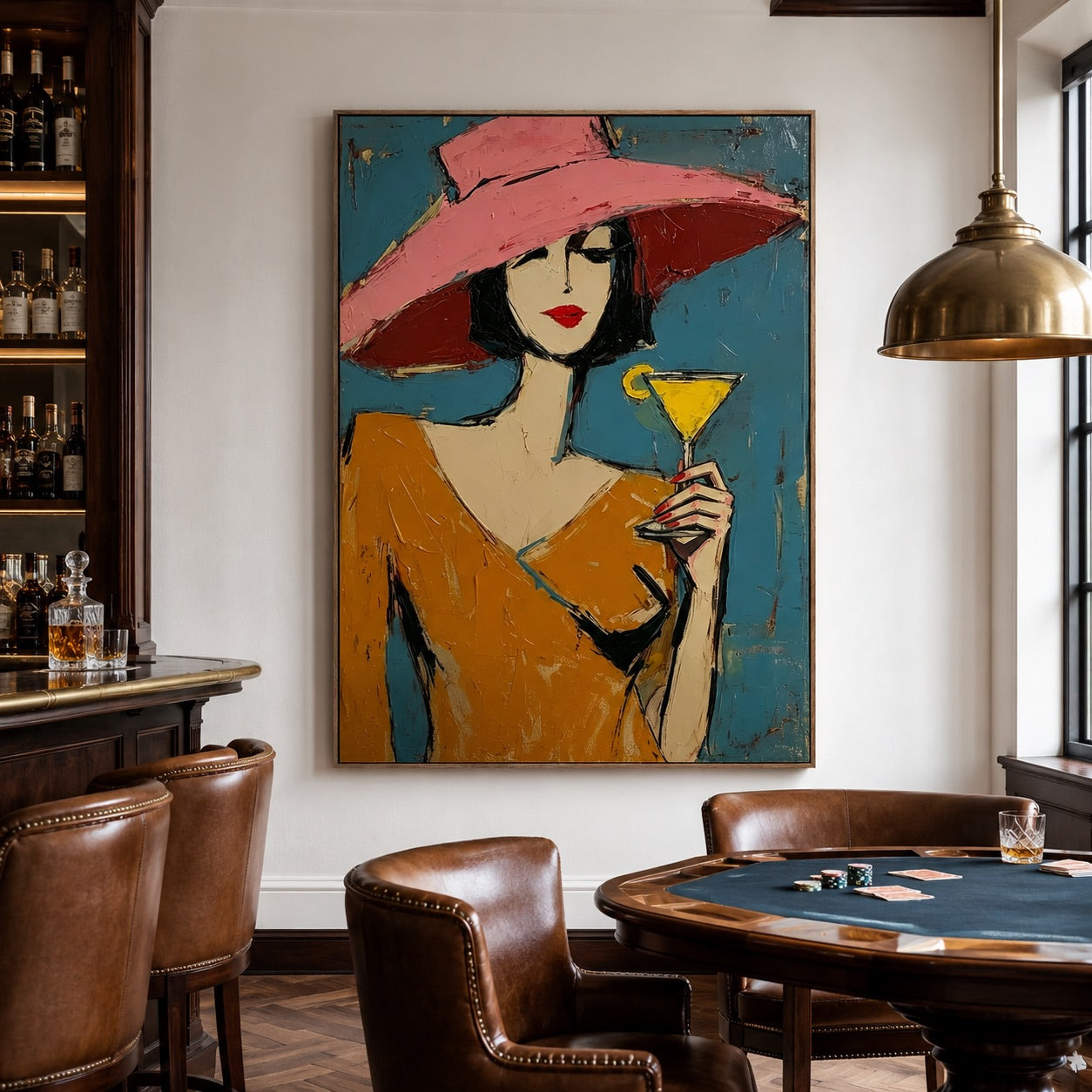 Rose Martini-Chic Woman Oil Painting