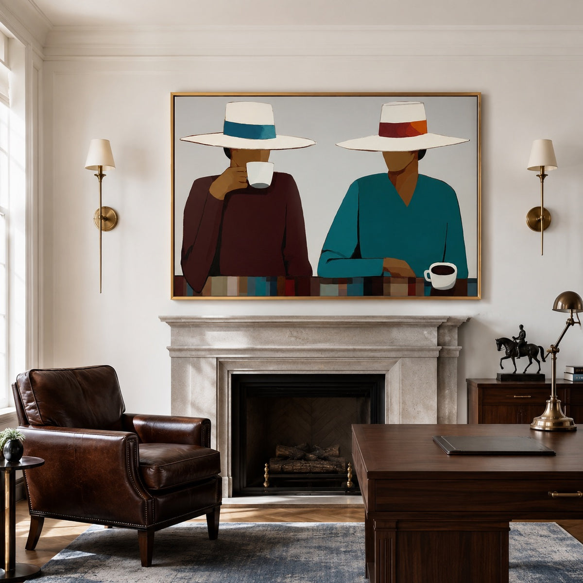 Morning Pair-Western Coffee Oil Painting