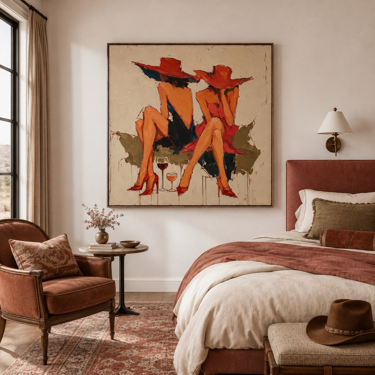 Scarlet Hour-Western Women Oil Painting