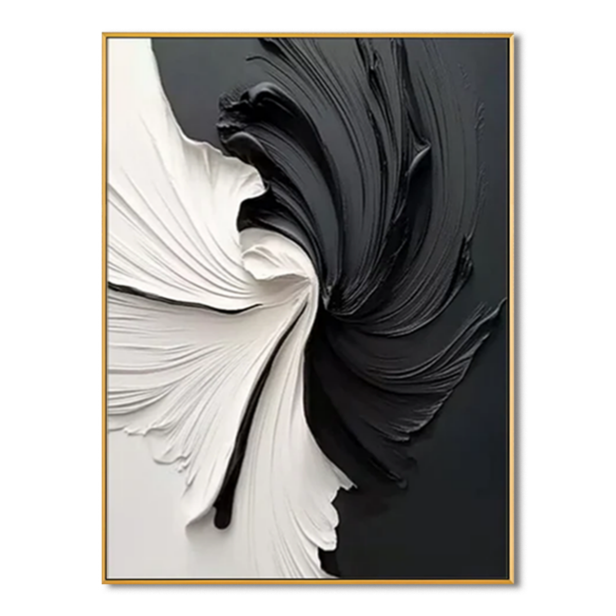 Noir Bloom-Black White Abstract Painting