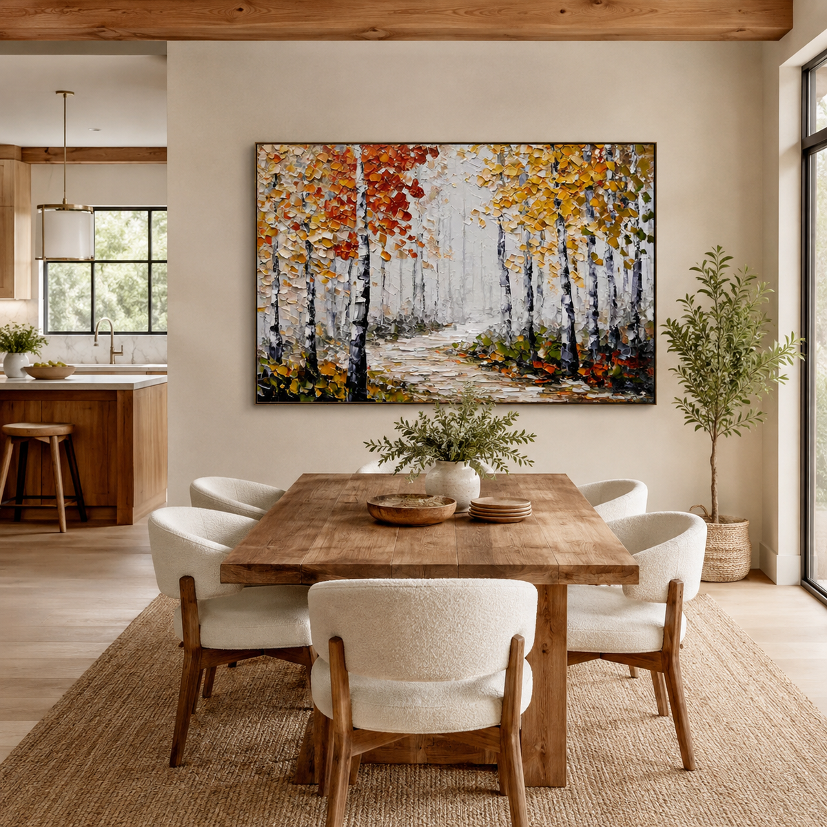 Autumn Birch Pathway-Birch Tree Landscape Wall Art