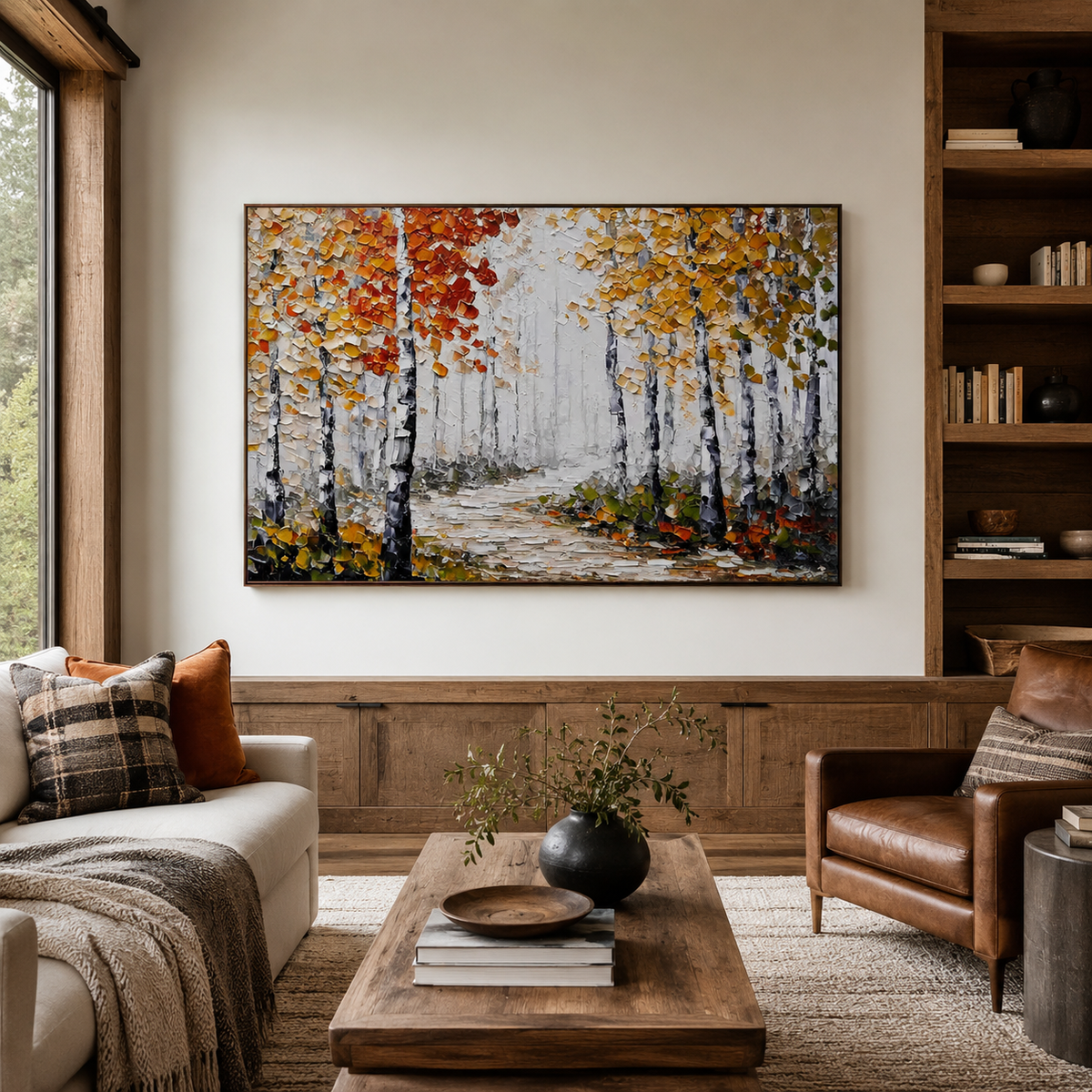 Autumn Birch Pathway-Birch Tree Landscape Wall Art
