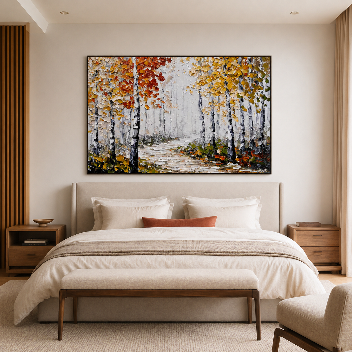 Autumn Birch Pathway-Birch Tree Landscape Wall Art