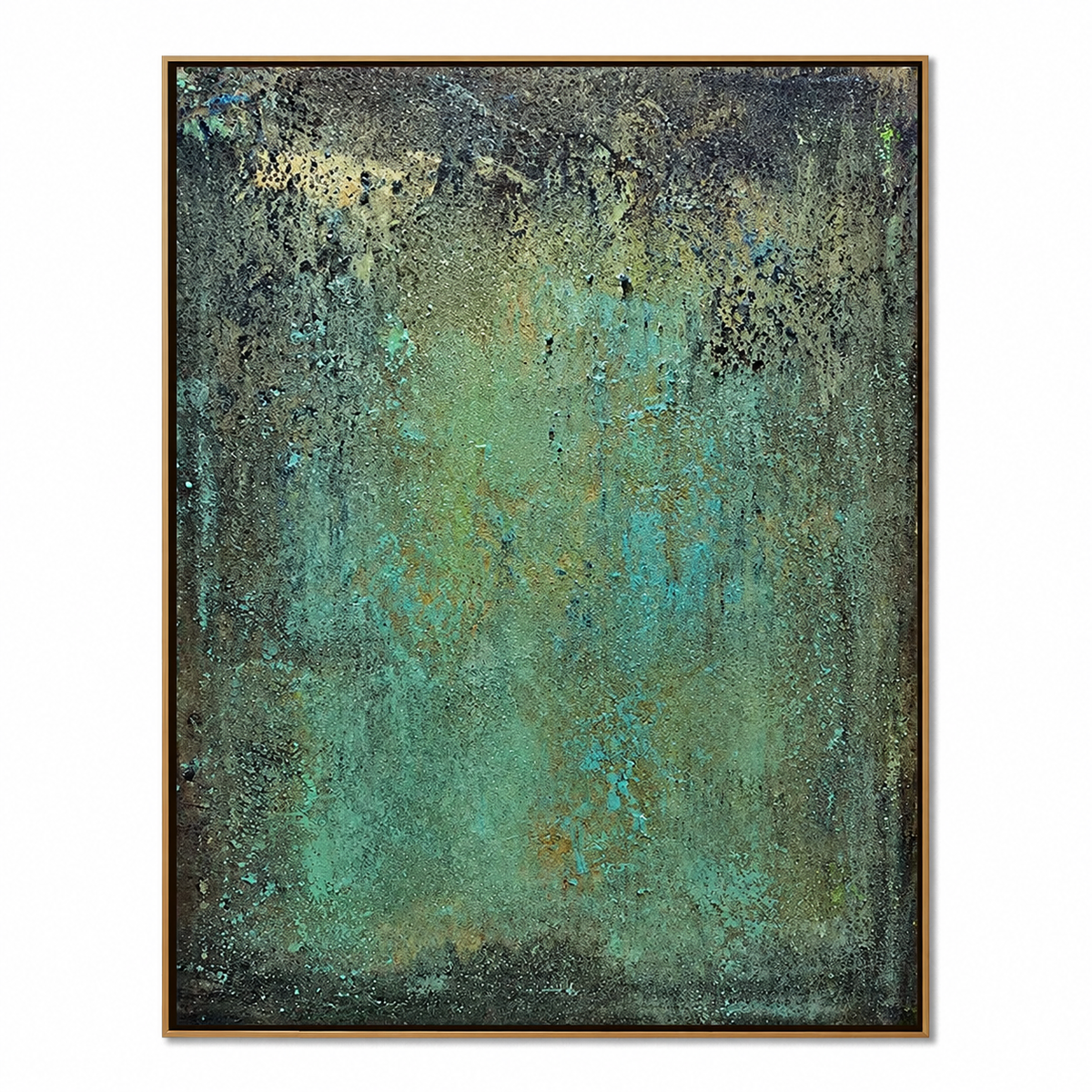 Patina Depth-Teal Green Textured Abstract Painting