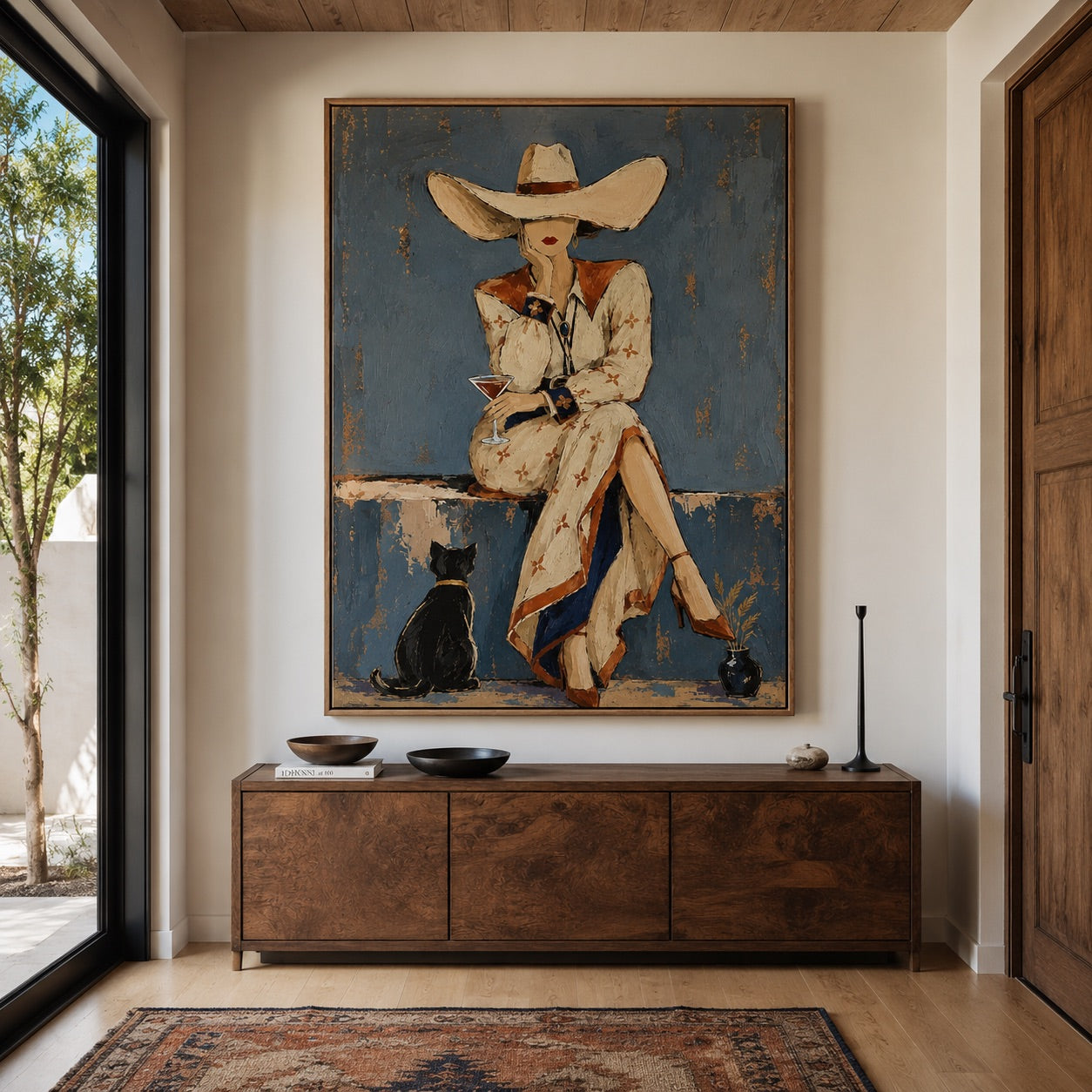 Blue Hour-Cowgirl Cocktail Oil Painting