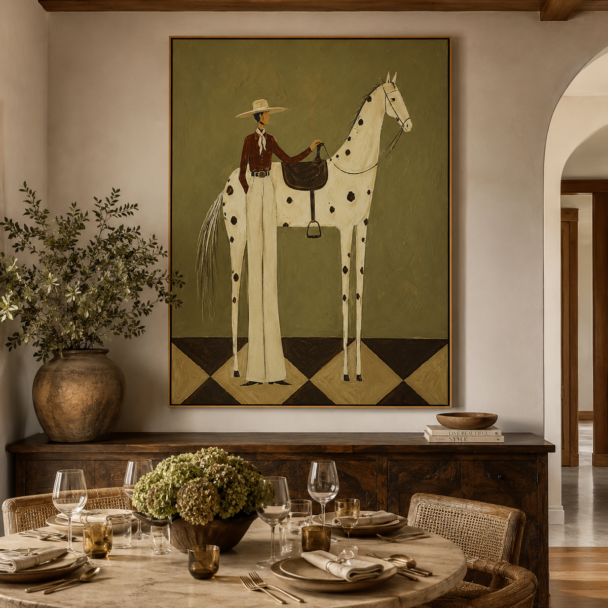 Olive Rider-Equestrian Painting