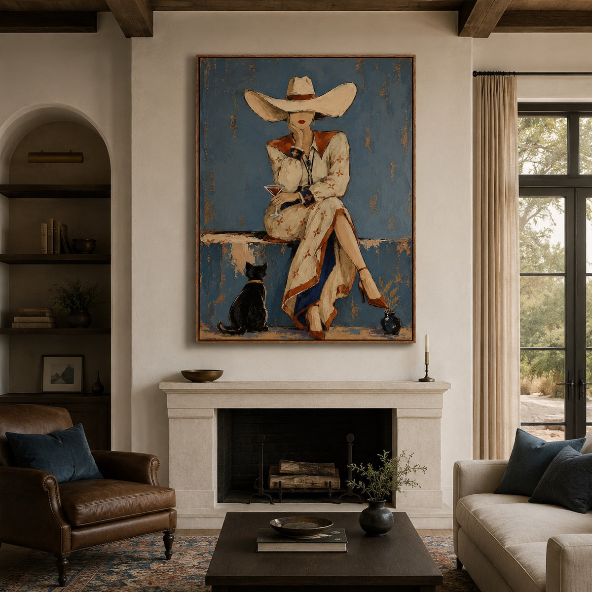 Blue Hour-Cowgirl Cocktail Oil Painting