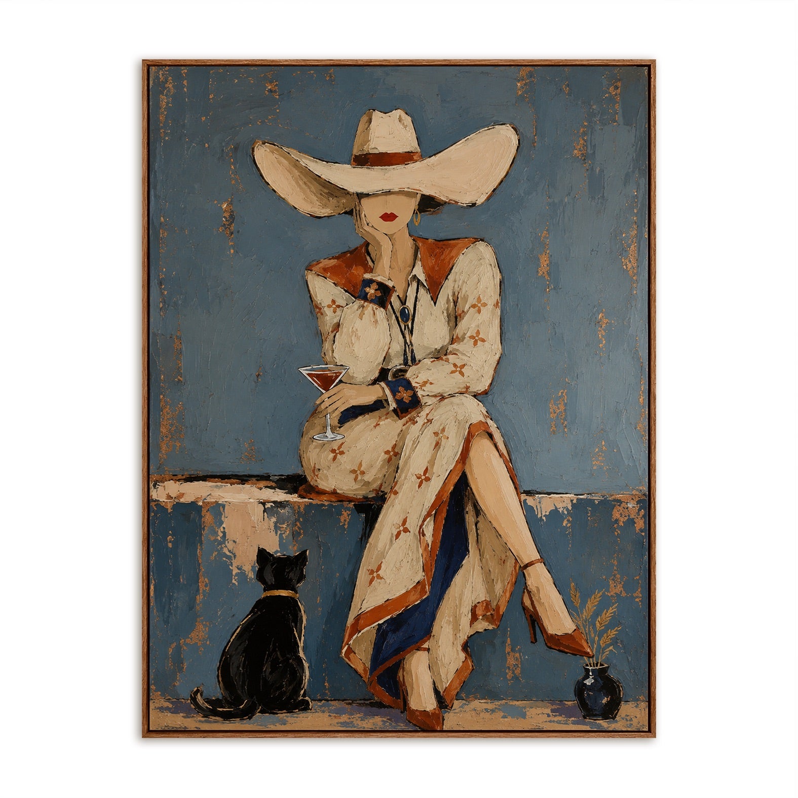 Blue Hour-Cowgirl Cocktail Oil Painting