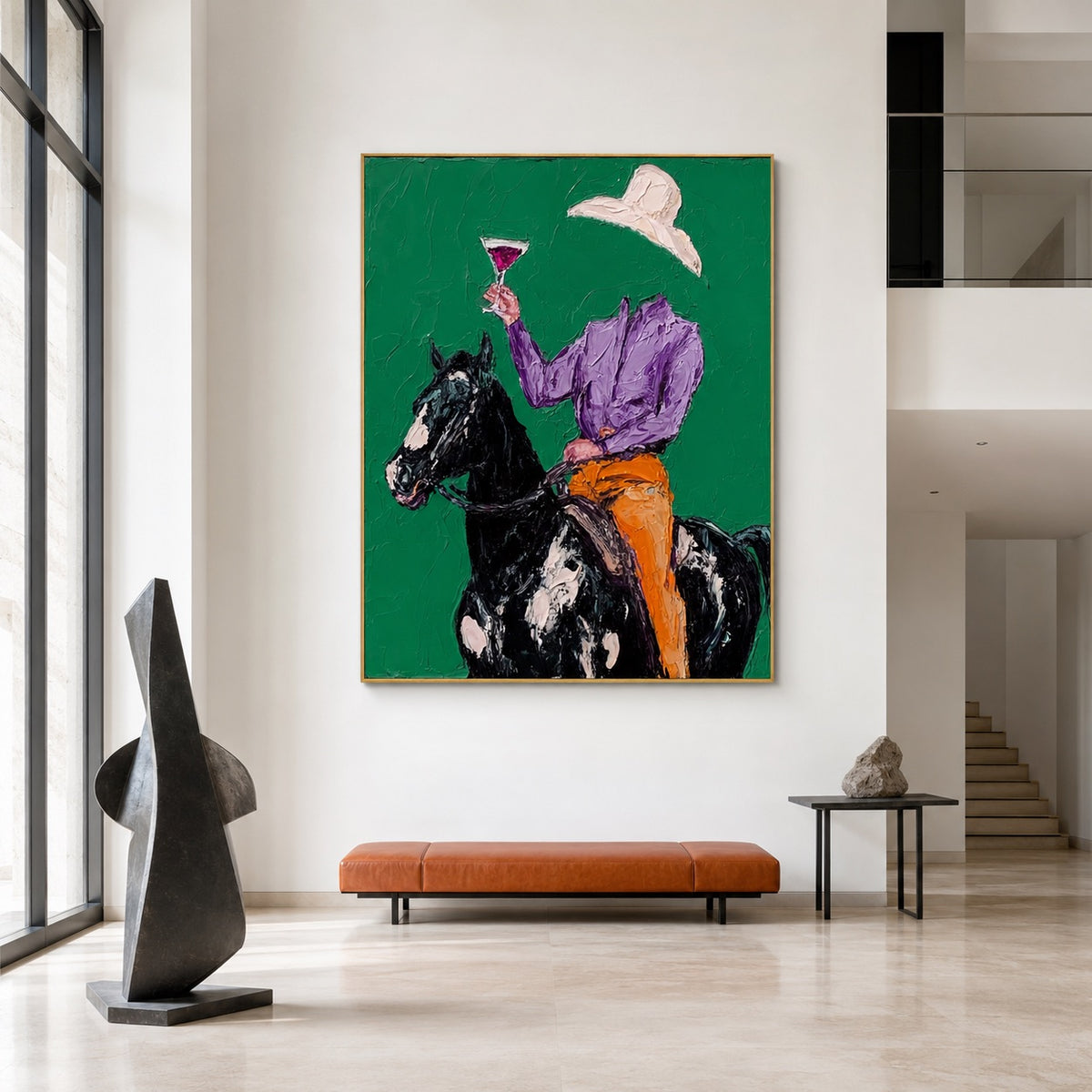 Emerald Toast-Cowboy Horse Oil Painting