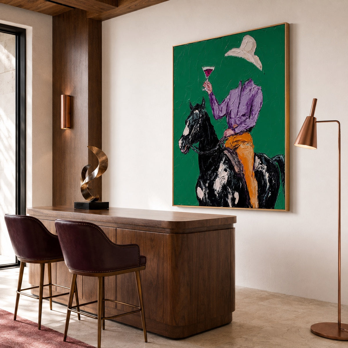 Emerald Toast-Cowboy Horse Oil Painting