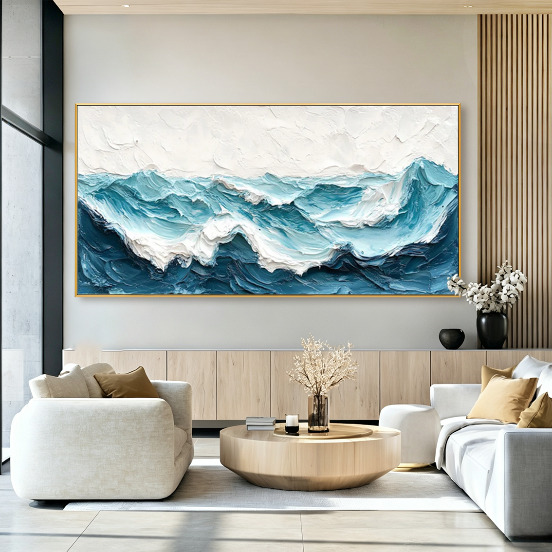 Tidal Ridge-Teal Ocean Wave Painting
