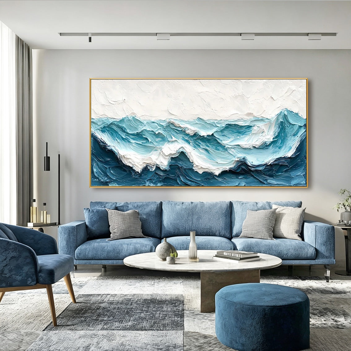 Tidal Ridge-Teal Ocean Wave Painting
