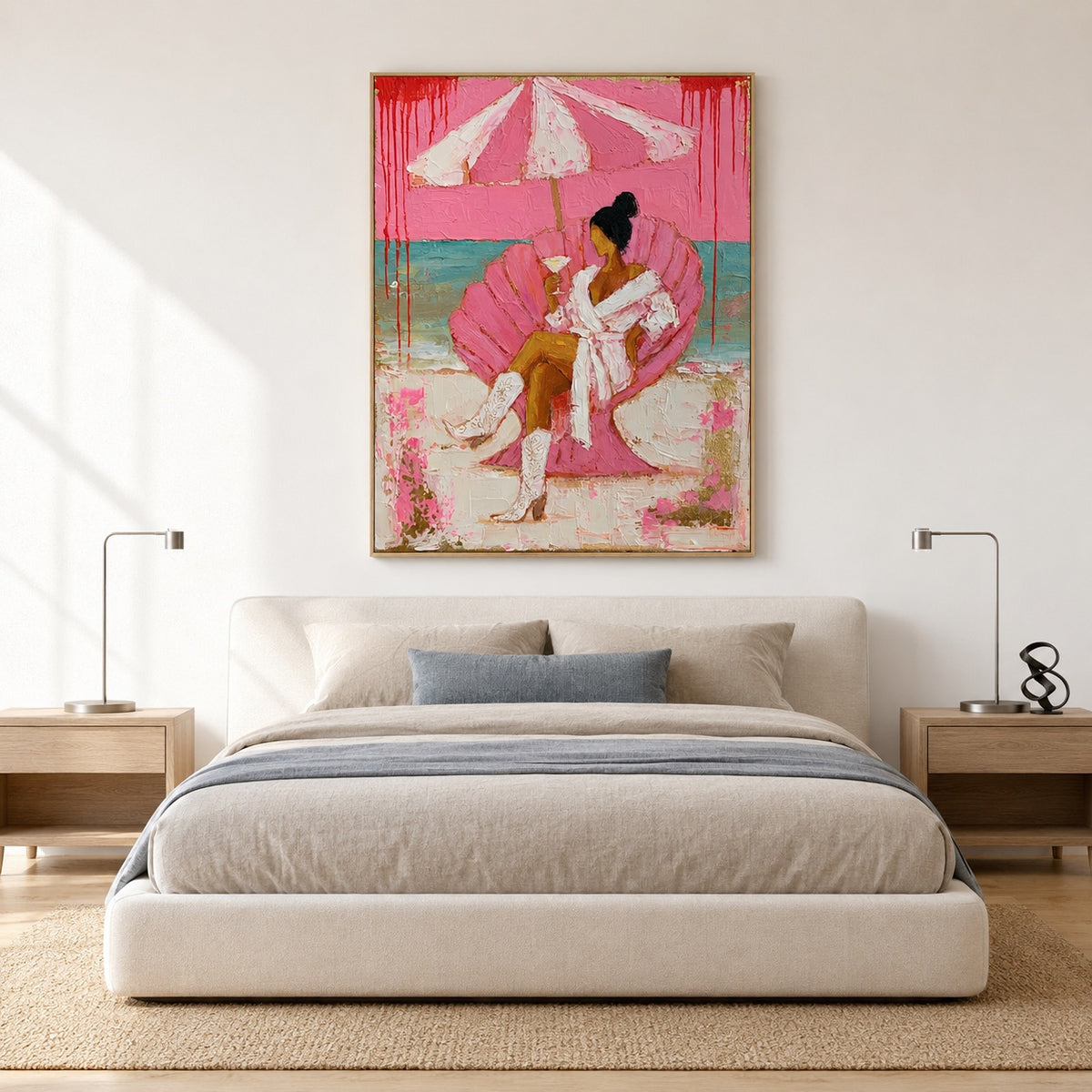 Pink Tide-Coastal Cowgirl Oil Painting