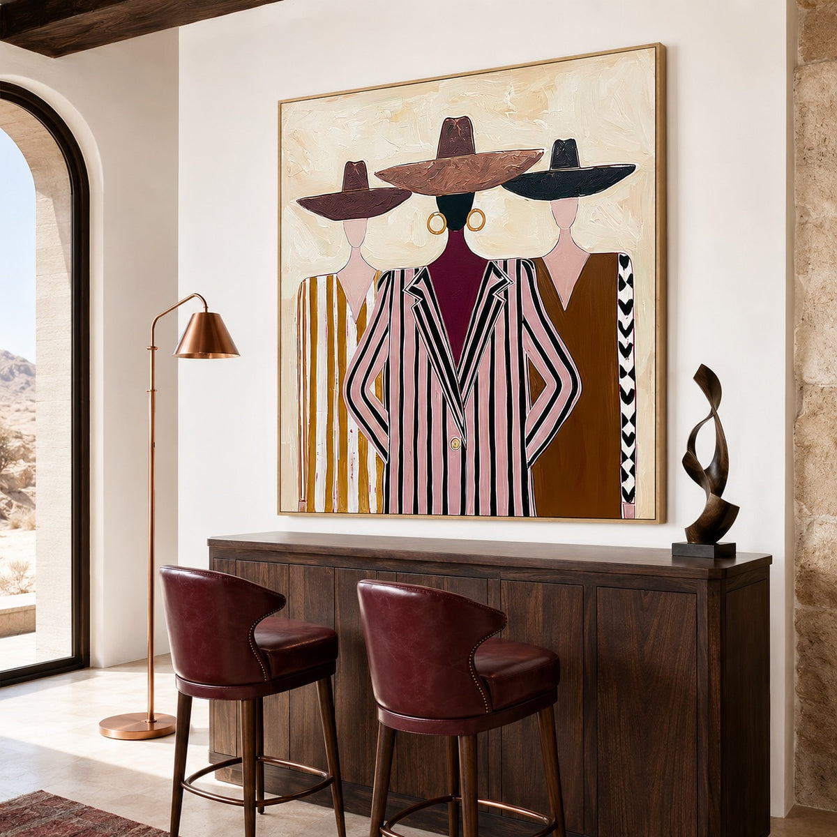 Prairie Trio-Western Women Oil Painting