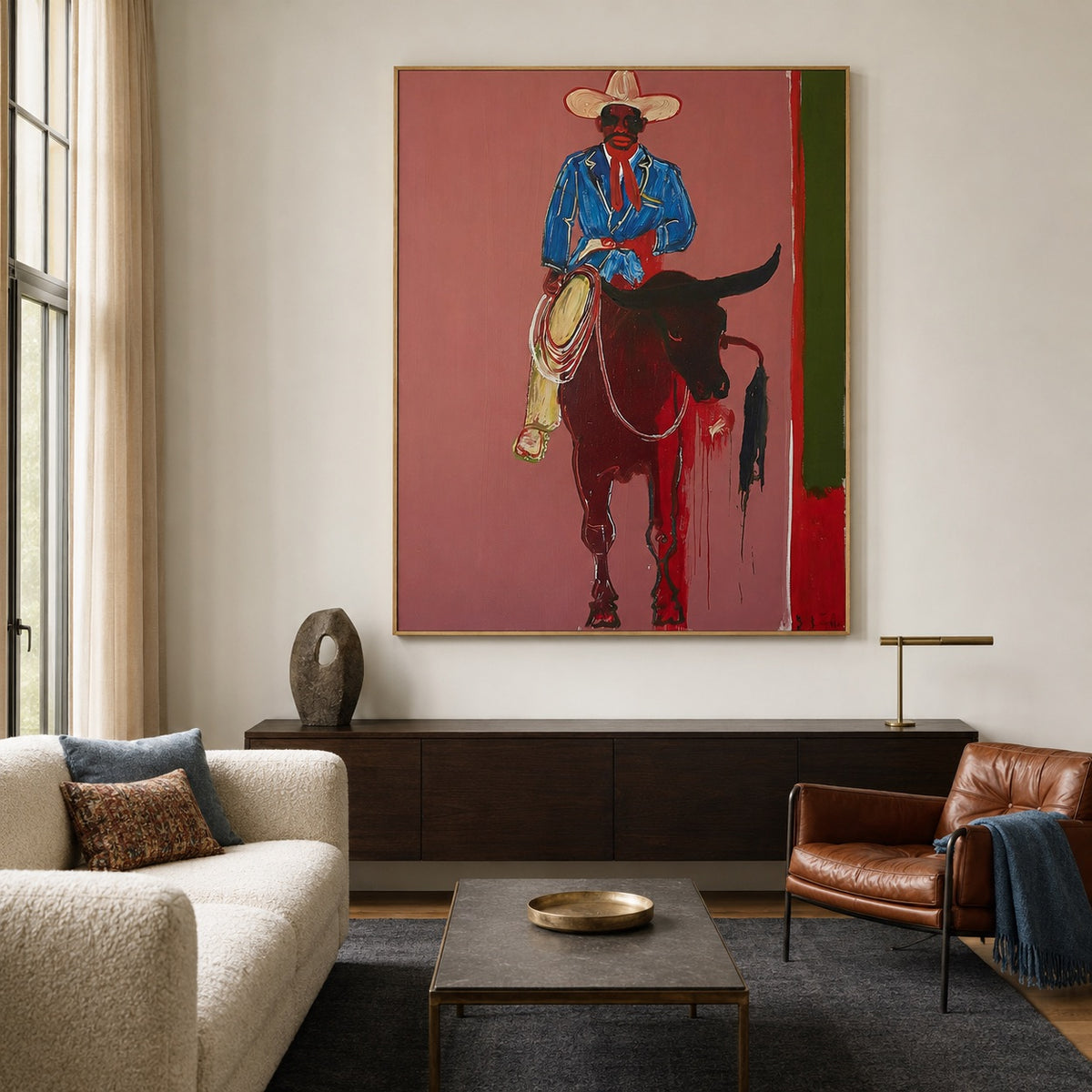 Red Spur-Rodeo Cowboy Oil Painting