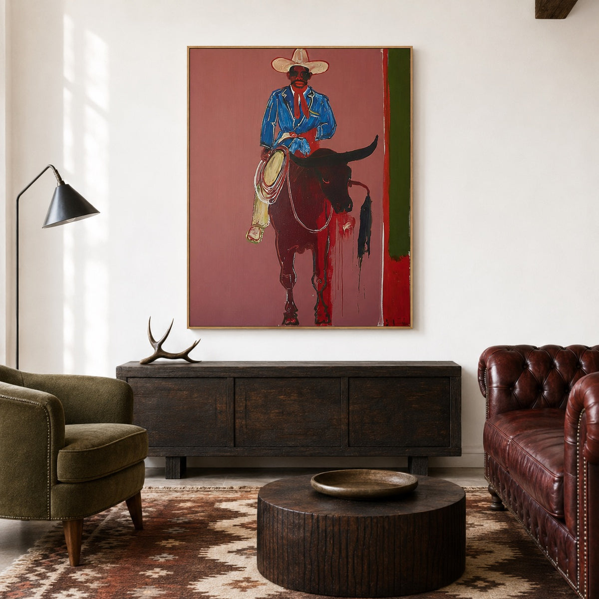 Red Spur-Rodeo Cowboy Oil Painting