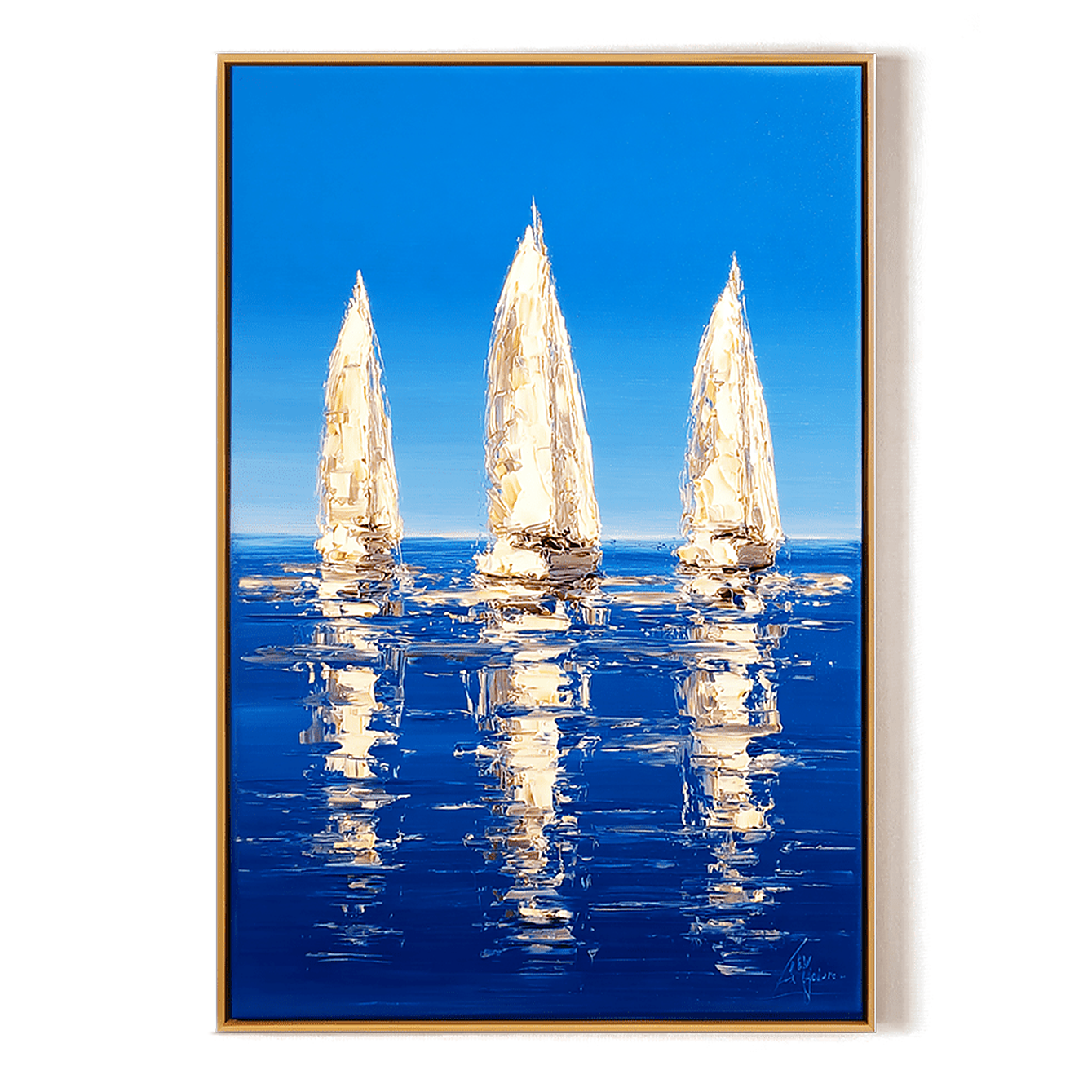 Blue Regatta-Three Sailboats Painting
