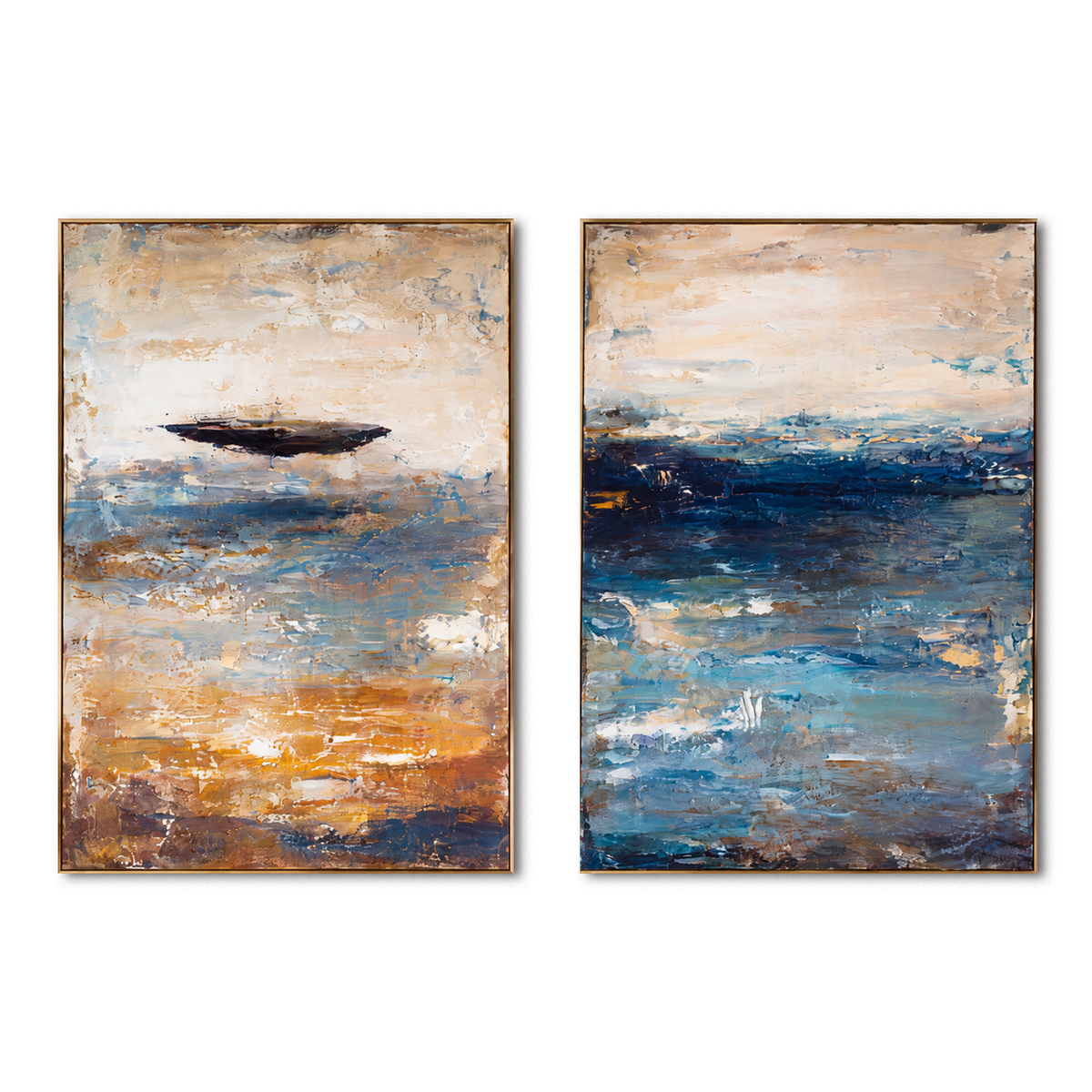 Coastal Horizon-Diptych Abstract Ocean Painting