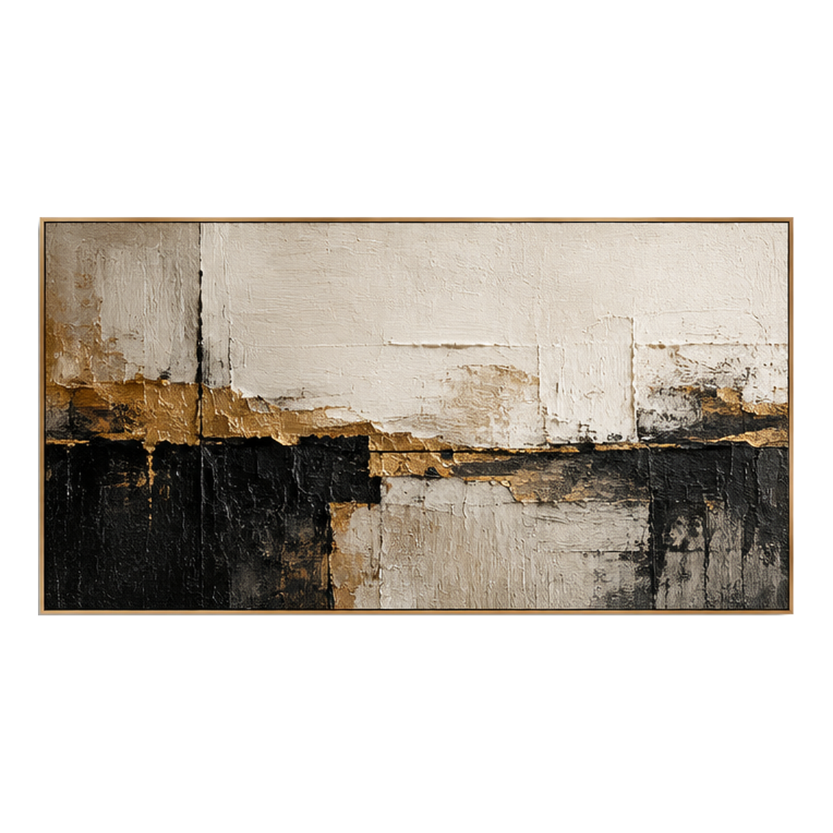 Quiet Divide-Neutral Black Abstract Painting
