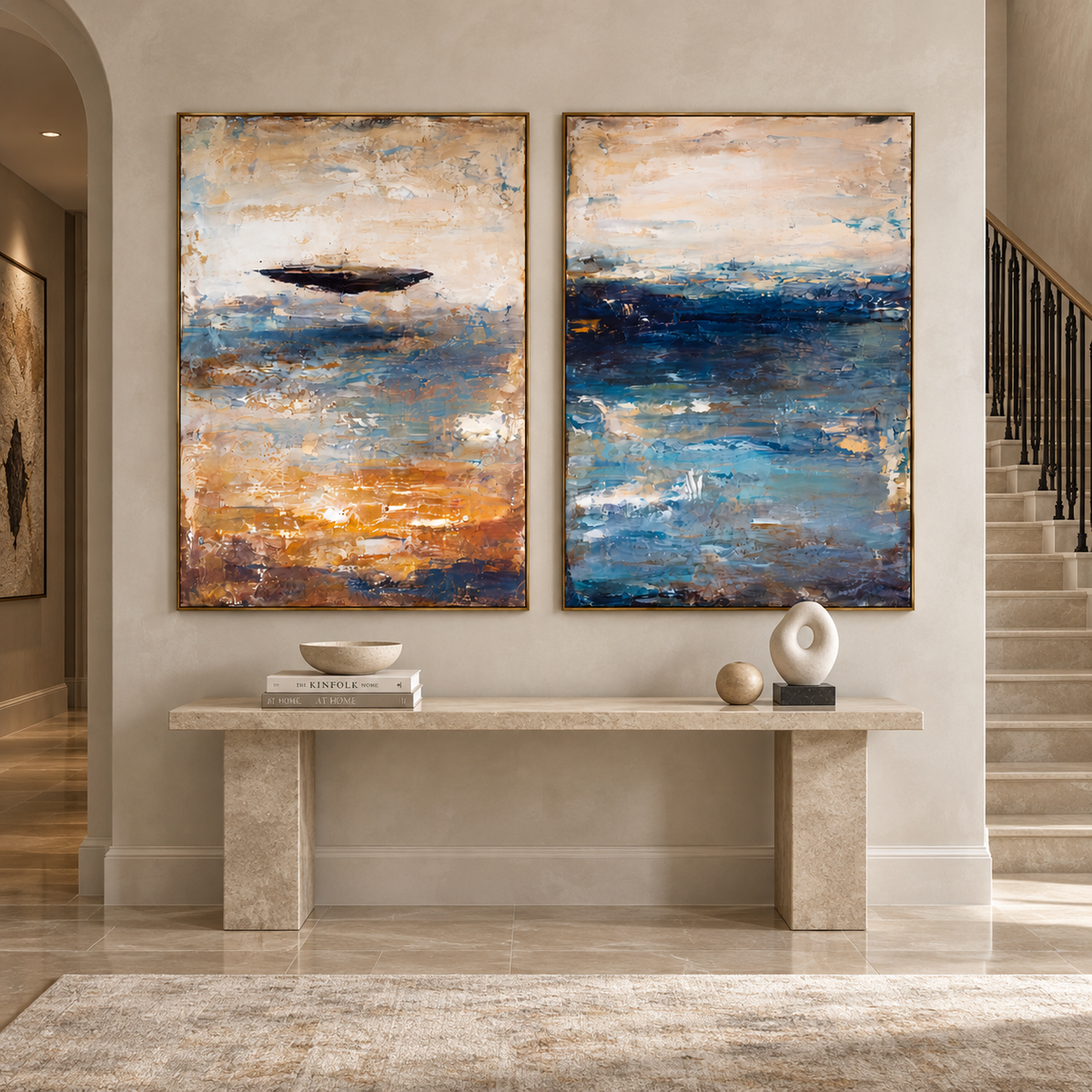 Coastal Horizon-Diptych Abstract Ocean Painting