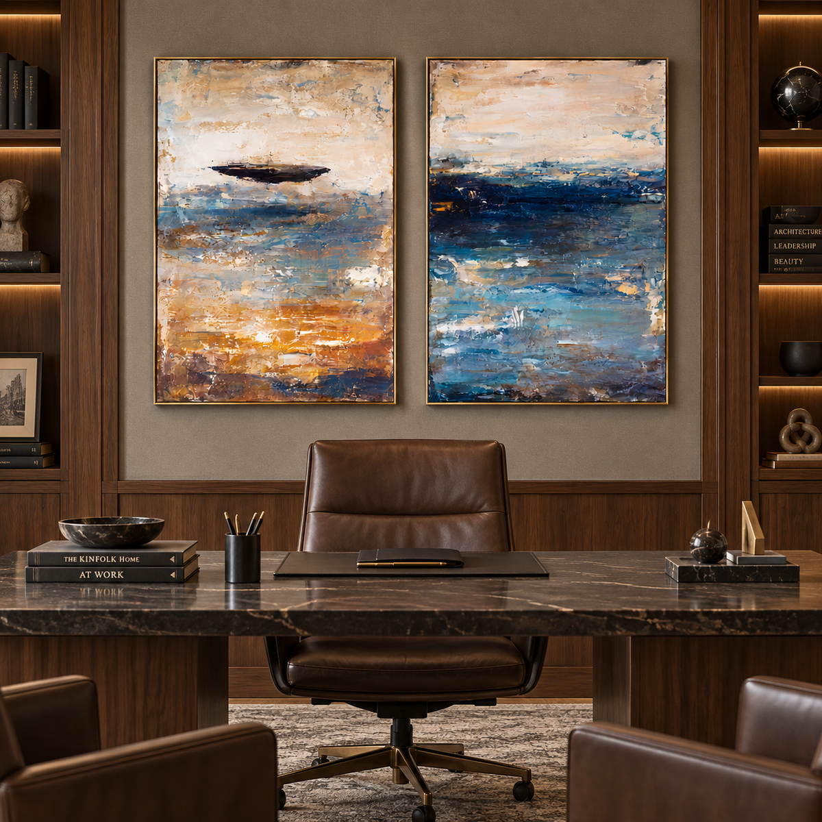Coastal Horizon-Diptych Abstract Ocean Painting