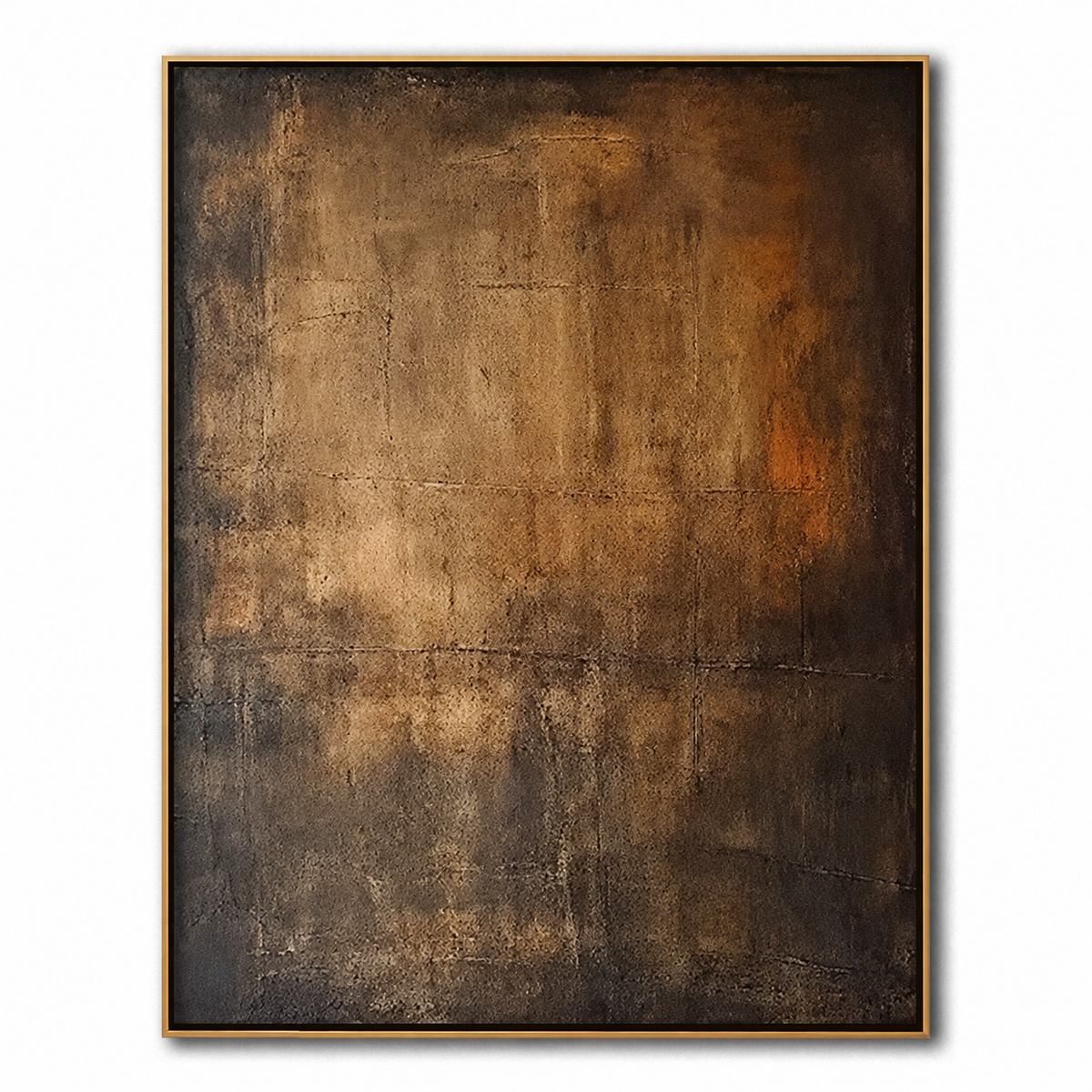 Burnished Ember-Brown Gold Textured Abstract Painting