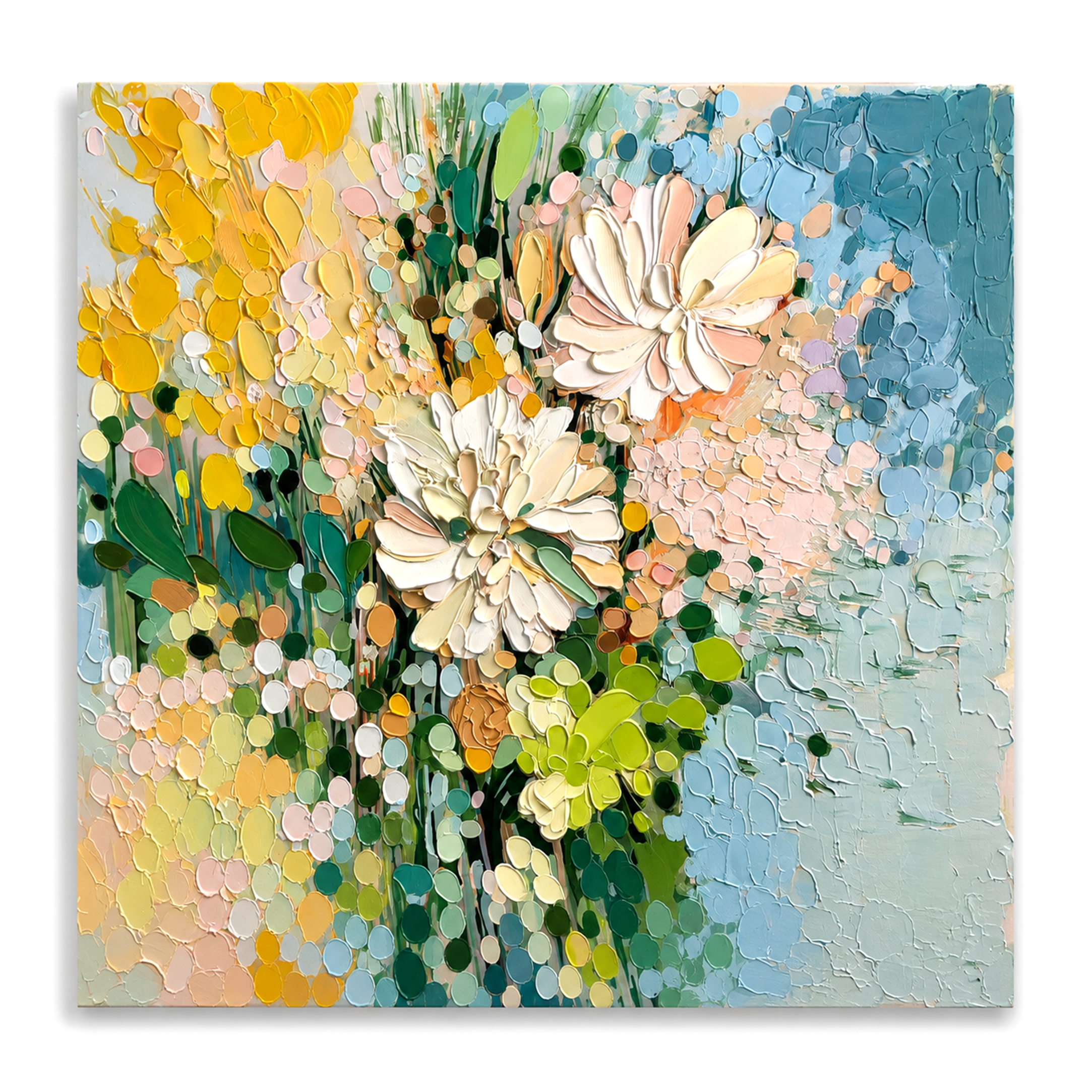 Bloom Mosaic-Colorful Floral Impasto Painting