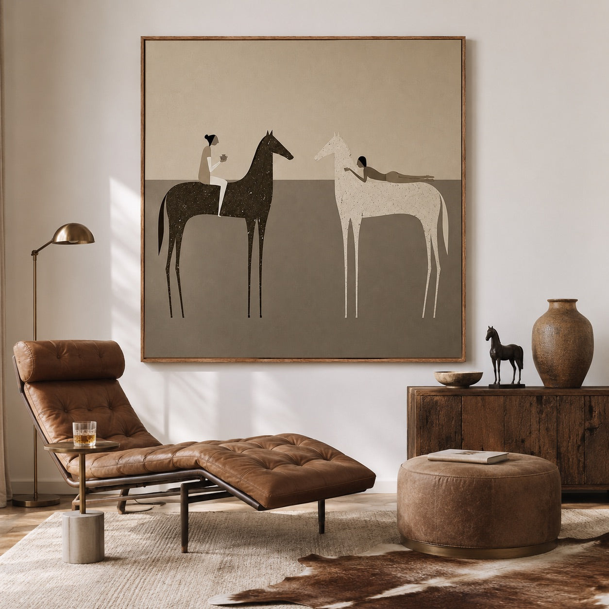 Quiet Equines-Minimalist Horse Oil Painting