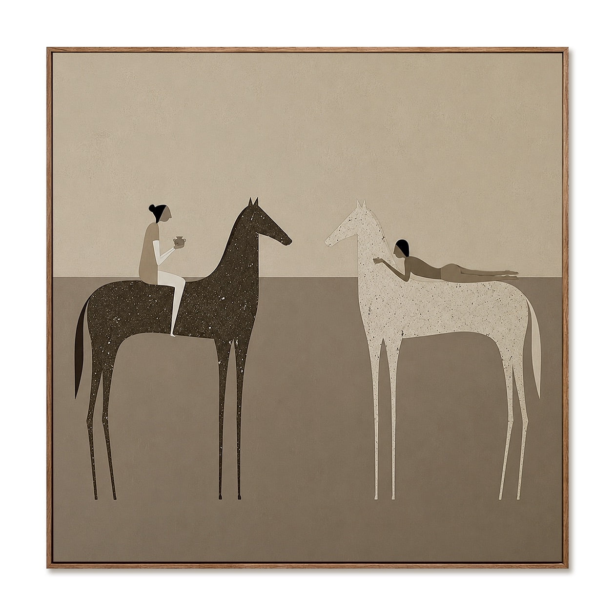Quiet Equines-Minimalist Horse Oil Painting