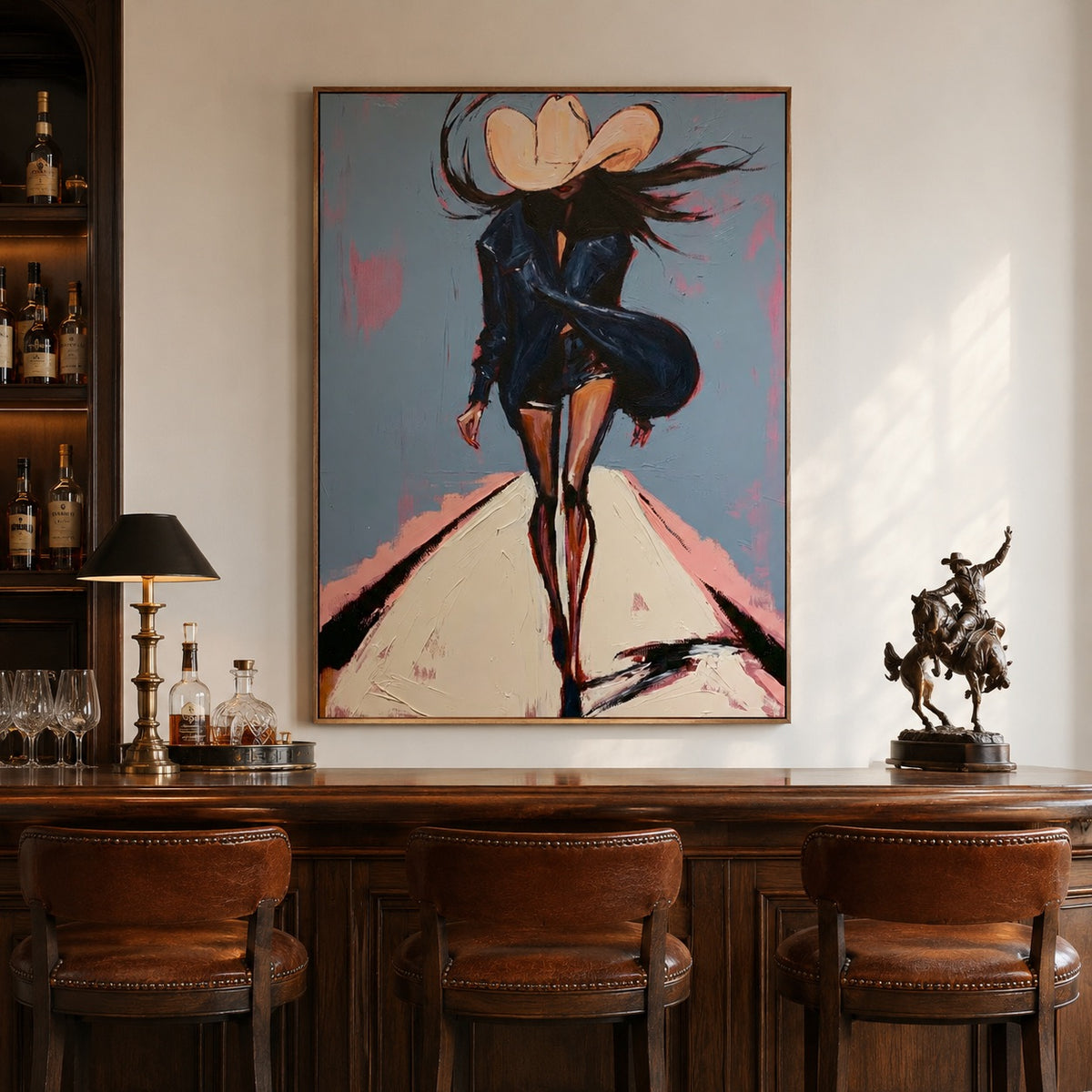 Runway Drift-Cowgirl Fashion Oil Painting