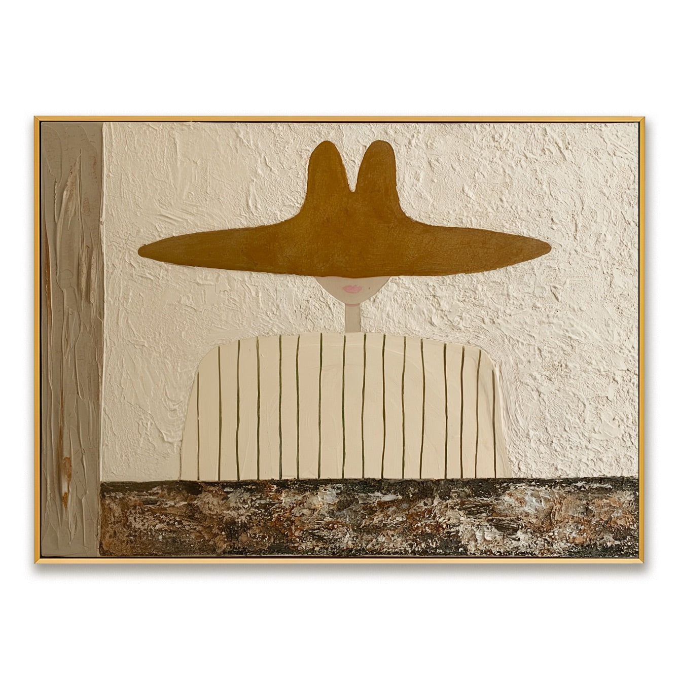 Golden Veil-Minimalist Cowgirl Oil Painting
