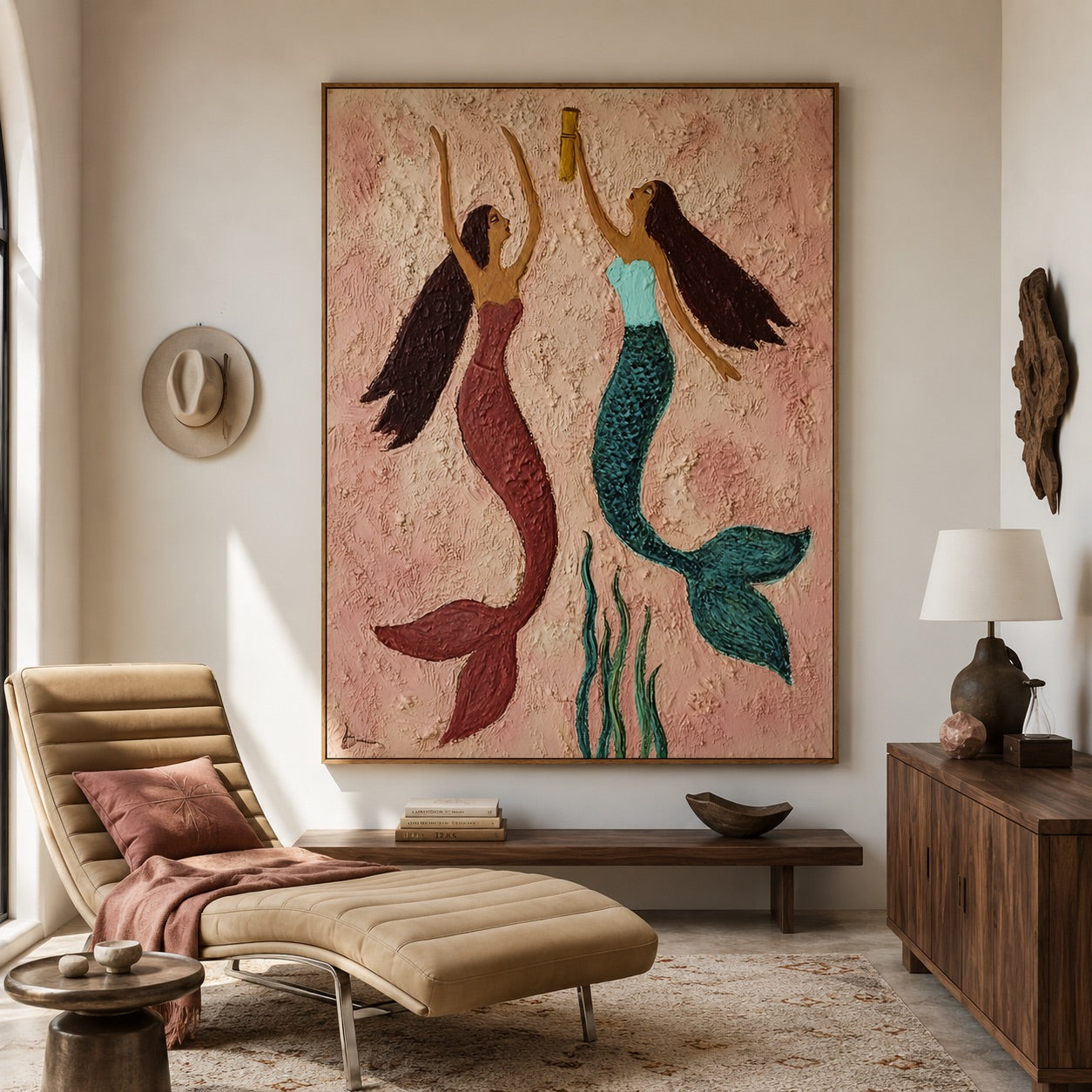 Champagne Tides-Mermaid Oil Painting