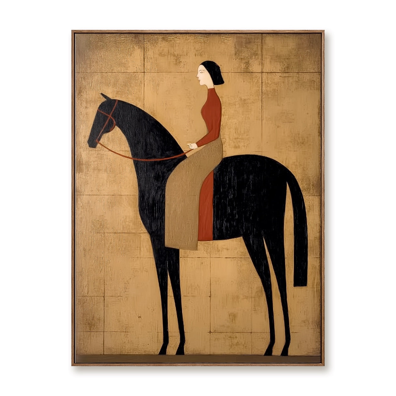 Golden Rider-Modern Equestrian Oil Painting