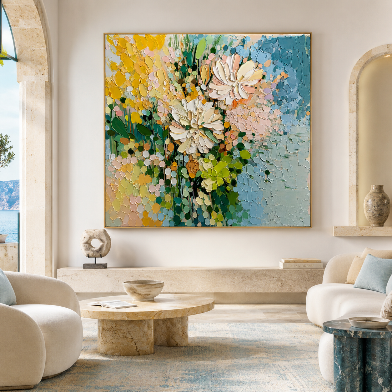 Bloom Mosaic-Colorful Floral Impasto Painting