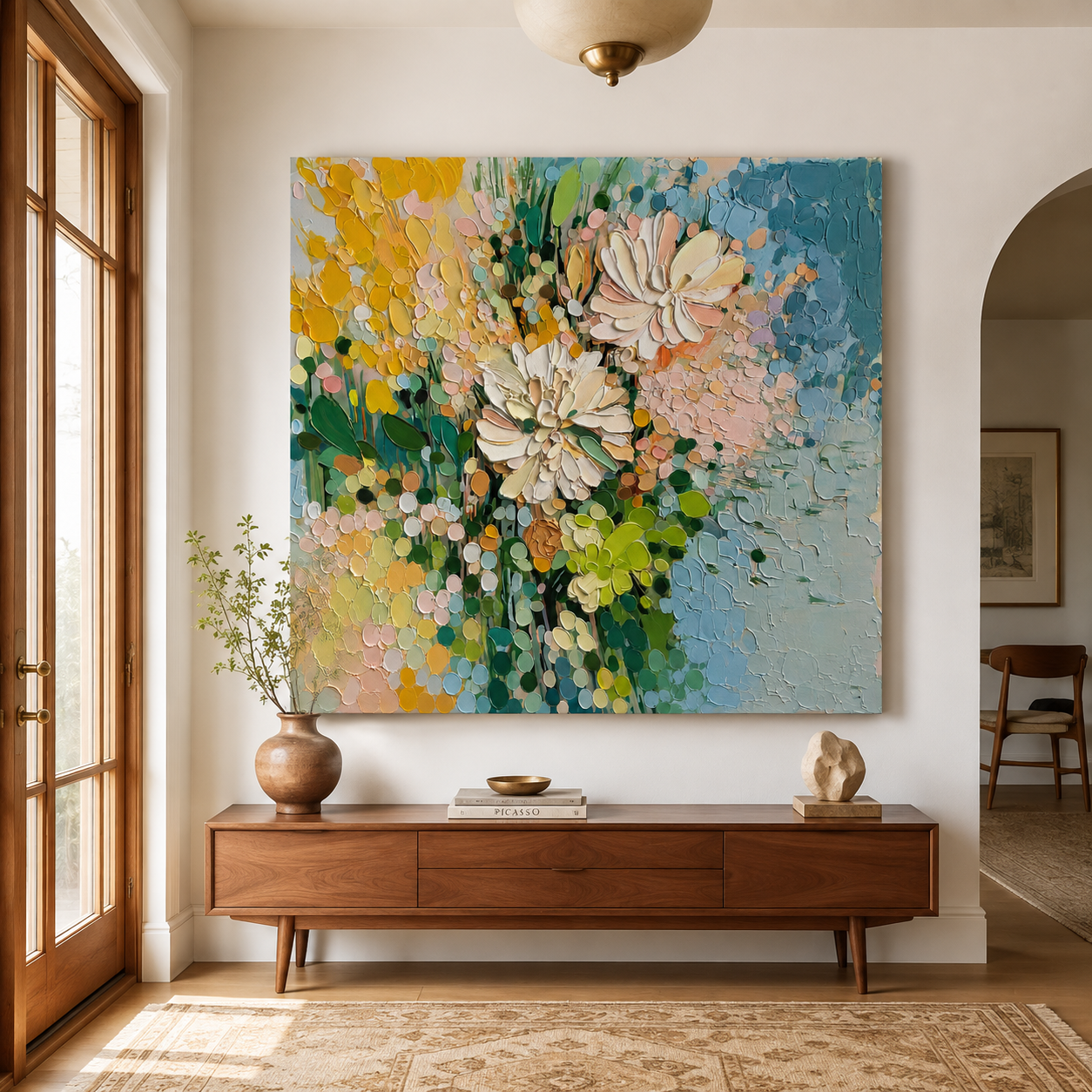 Bloom Mosaic-Colorful Floral Impasto Painting