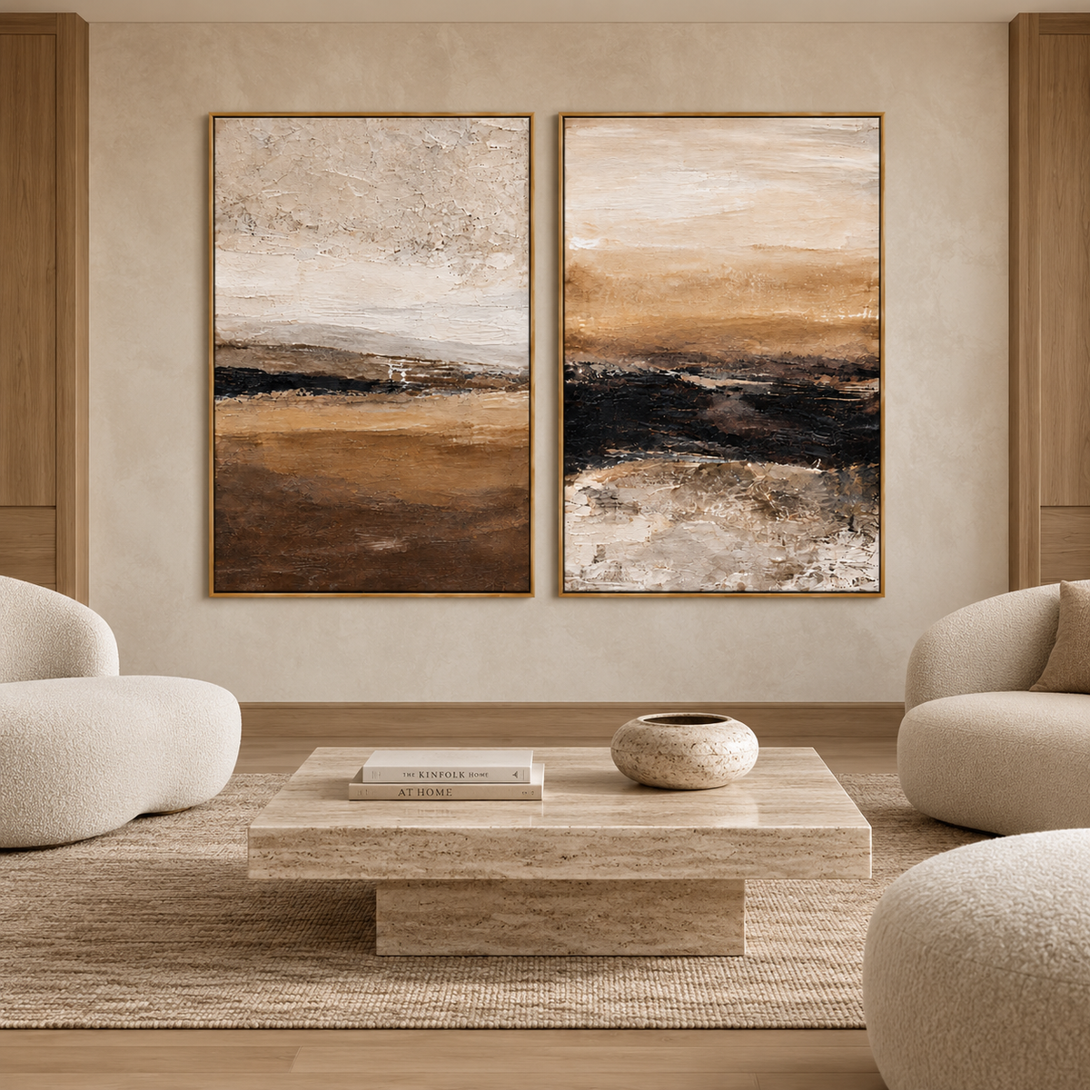 Earthbound Horizon-Diptych Abstract Landscape Painting