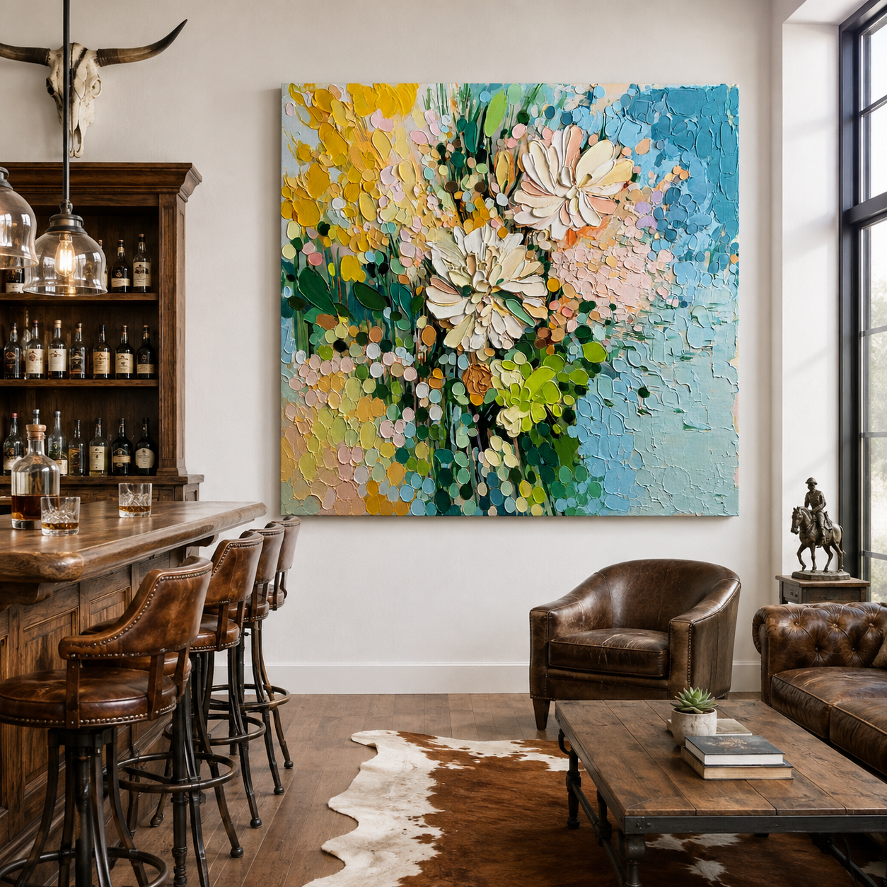 Bloom Mosaic-Colorful Floral Impasto Painting